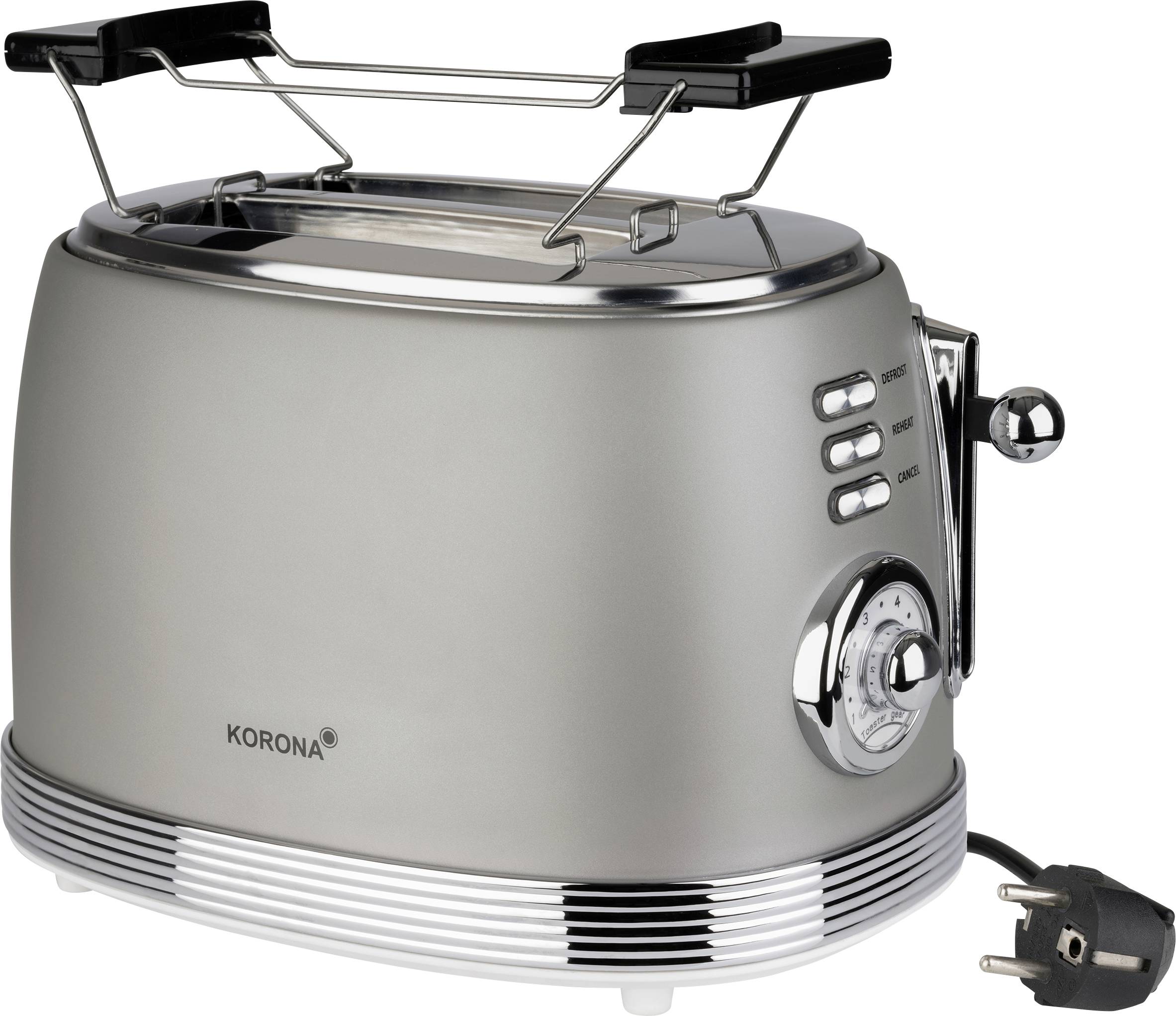 Korona Retro Toaster Toastfunktion, mit Brötchenaufsatz Grau