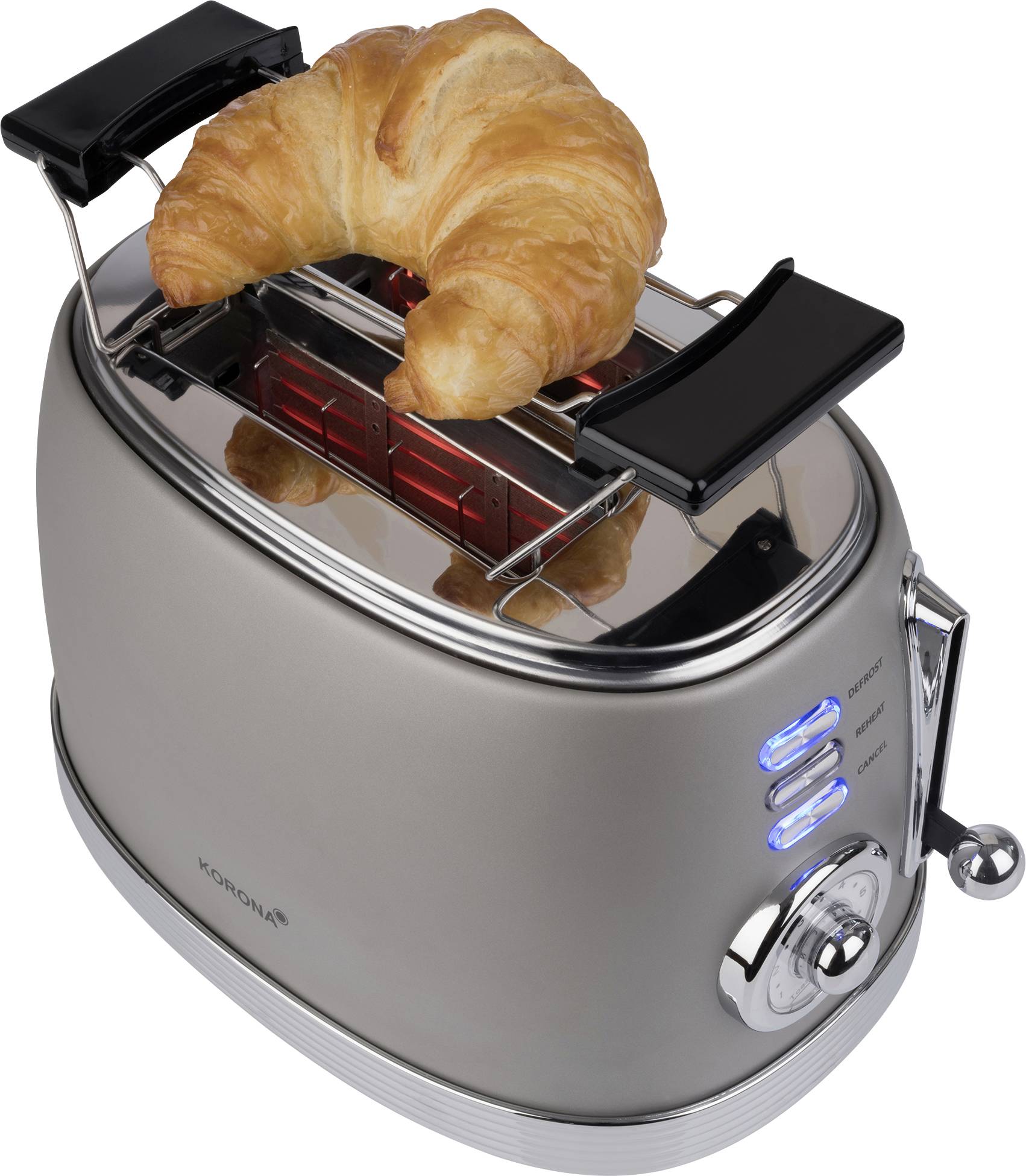 Korona Retro Toaster Toastfunktion, mit Brötchenaufsatz Grau