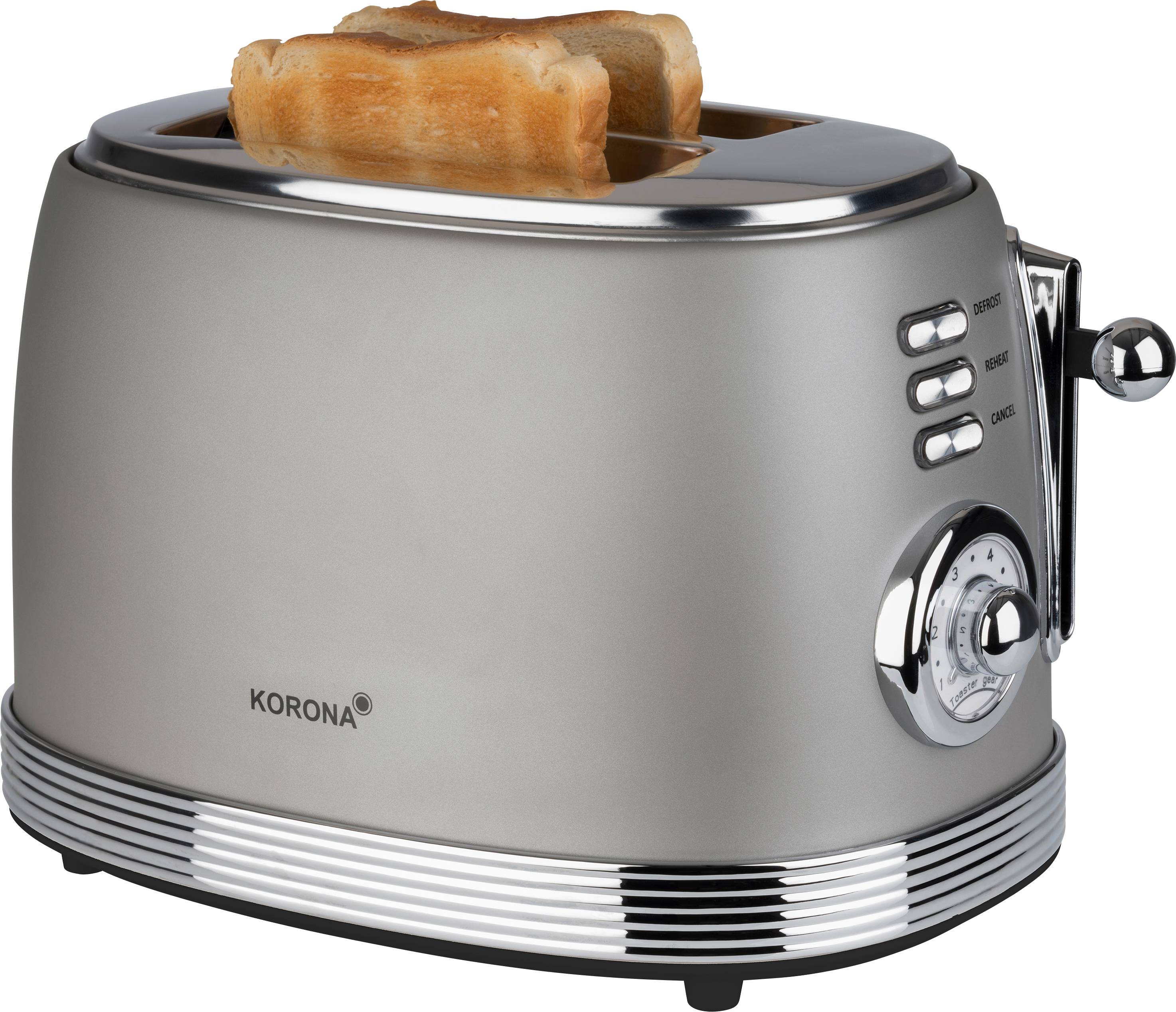Korona Retro Toaster Toastfunktion, mit Brötchenaufsatz Grau