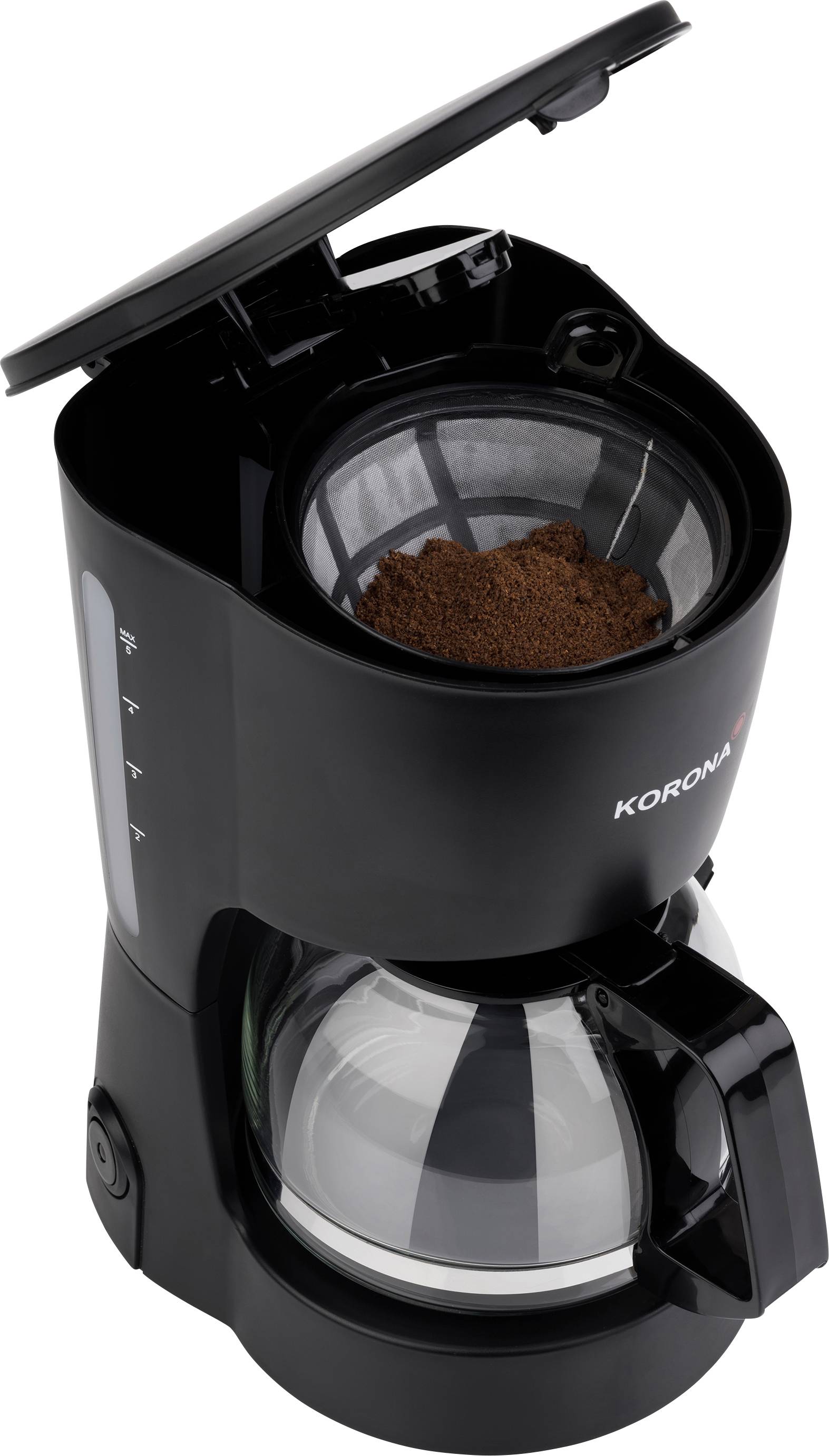 Korona Kaffeemaschine Schwarz Fassungsvermögen Tassen=5 Warmhaltefunktion, Glaskanne
