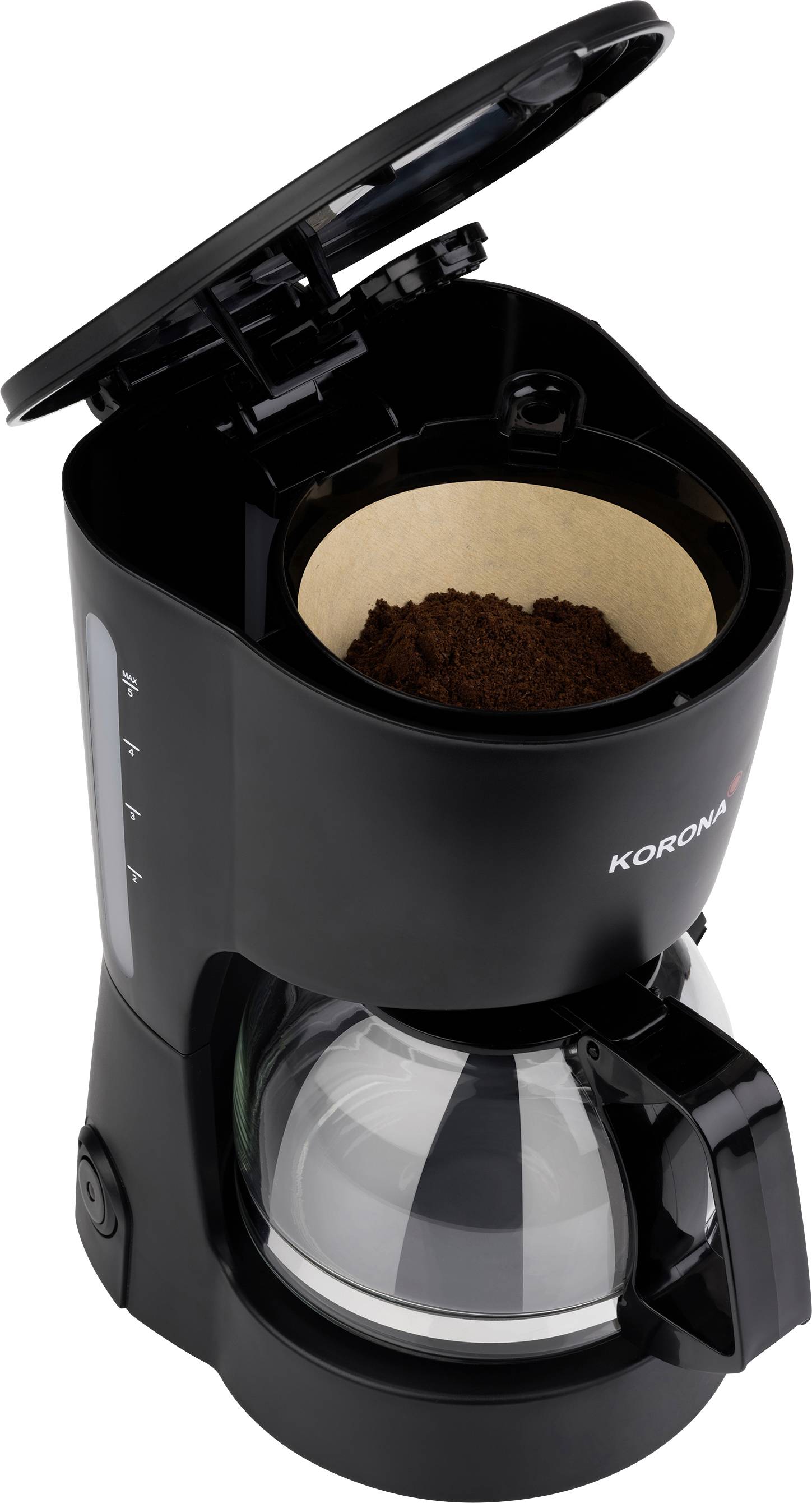 Korona Kaffeemaschine Schwarz Fassungsvermögen Tassen=5 Warmhaltefunktion, Glaskanne