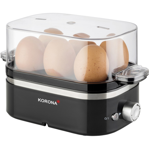 Korona Eierkocher Kontrollleuchte, Überhitzungsschutz, mit Messbecher, mit Eierstecher Schwarz, Ede