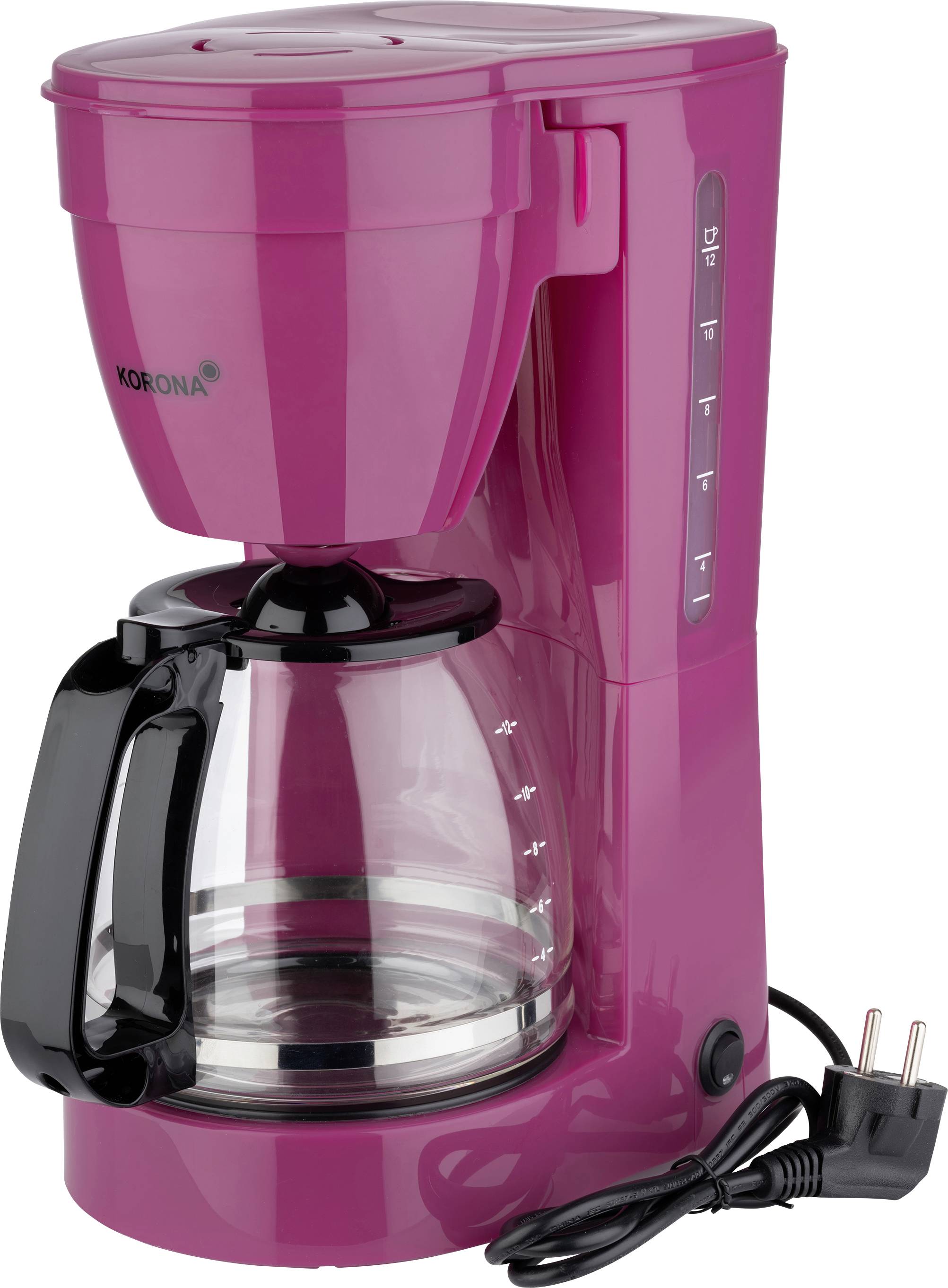 Korona Kaffeemaschine Beere Fassungsvermögen Tassen=12 Warmhaltefunktion, Glaskanne