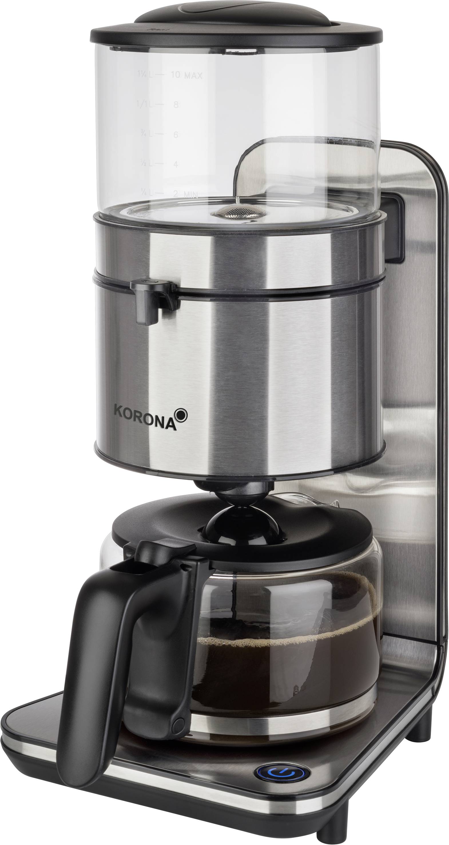 MPM MKW-02 Vollautomatische Filterkaffeemaschine – 800 W, 1,25 L, Warmhaltefunktion, Schwarzer Edelstahl