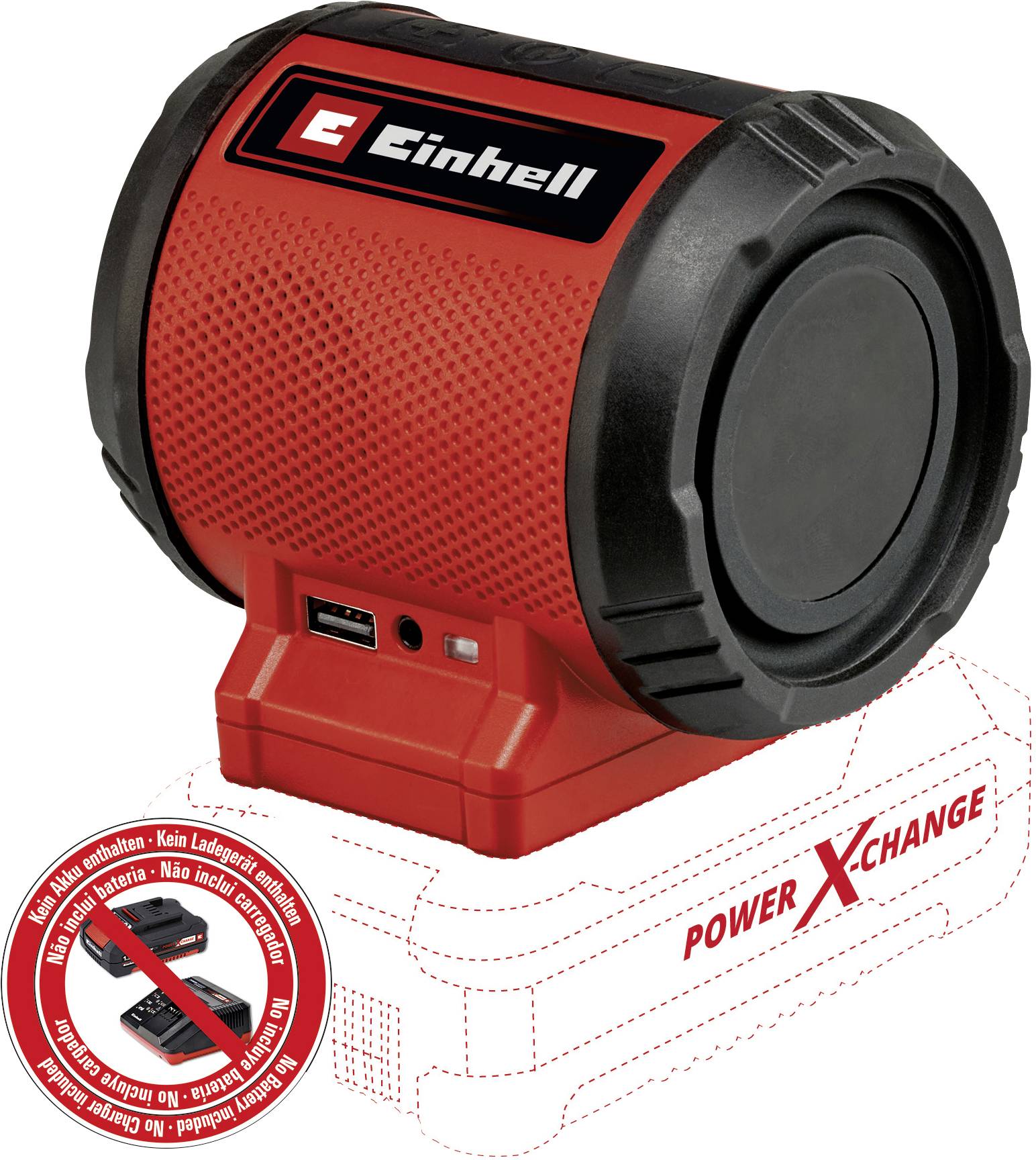Einhell Power X-Change TC-SR 18 Li BT - Solo Bluetooth® Lautsprecher AUX, USB Rot