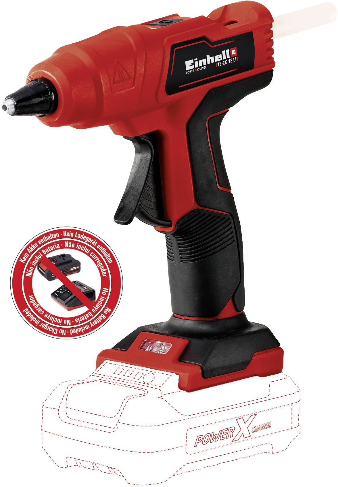 Einhell Power X-Change TE-CG 18 Li - Solo Akku Heißklebepistole mit Zubehör 11mm 1St.