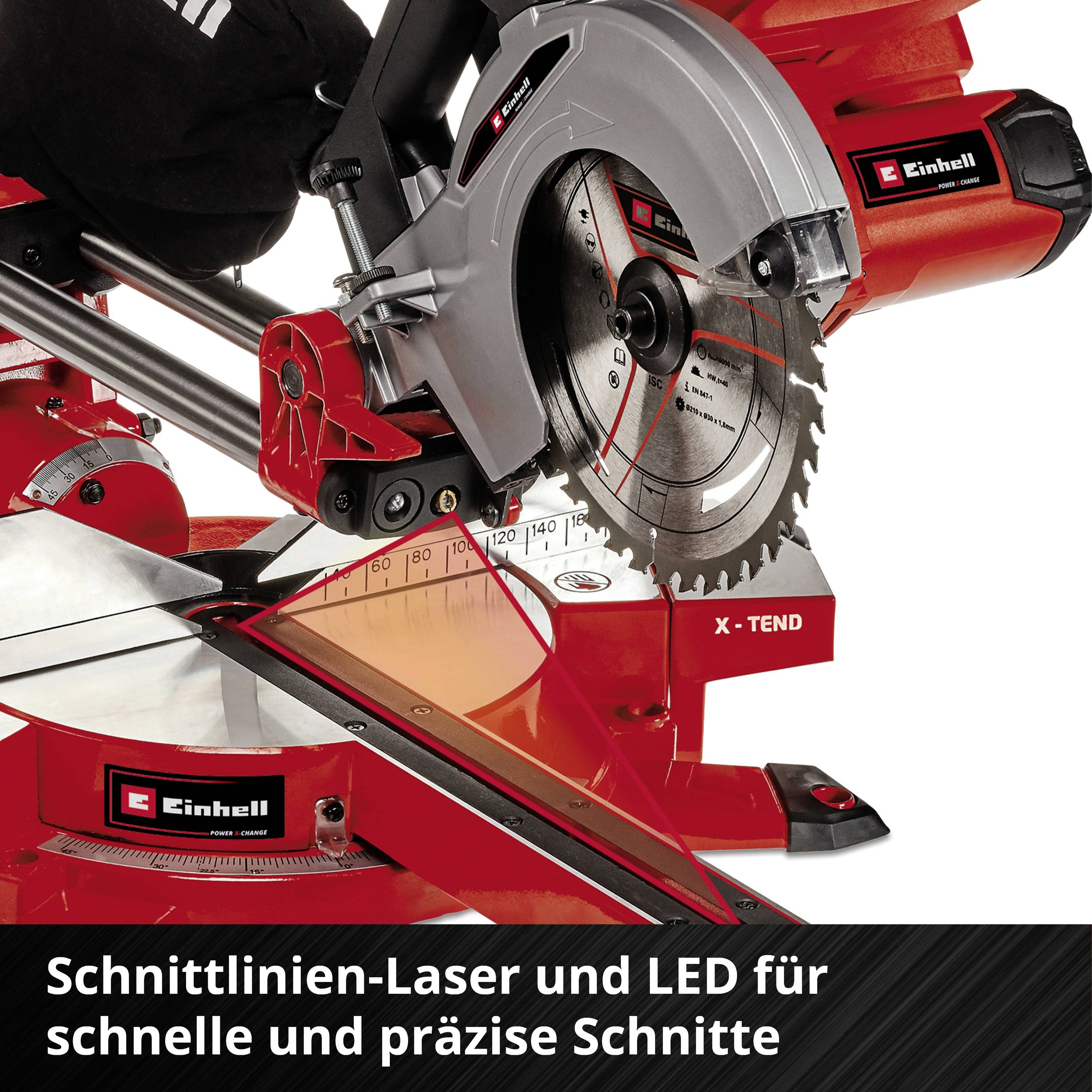 Einhell Power X-Change TE-SM 36/210 Li - Solo Zug-Kapp- und Gehrungssäge