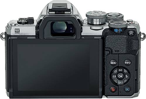 Olympus OM-D E-M10 Mark IV Digitalkamera 21.8 Megapixel Silber, Schwarz 4K-Video, Bildstabilisierung, Blitzschuh, Bluetooth, Dreh-/schwenkbares Disp