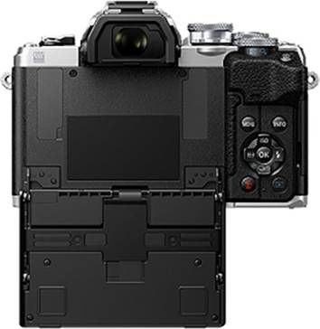 Olympus OM-D E-M10 Mark IV Digitalkamera 21.8 Megapixel Silber, Schwarz 4K-Video, Bildstabilisierung, Blitzschuh, Bluetooth, Dreh-/schwenkbares Disp