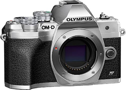 Olympus OM-D E-M10 Mark IV Digitalkamera 21.8 Megapixel Silber, Schwarz 4K-Video, Bildstabilisierung, Blitzschuh, Bluetooth, Dreh-/schwenkbares Disp