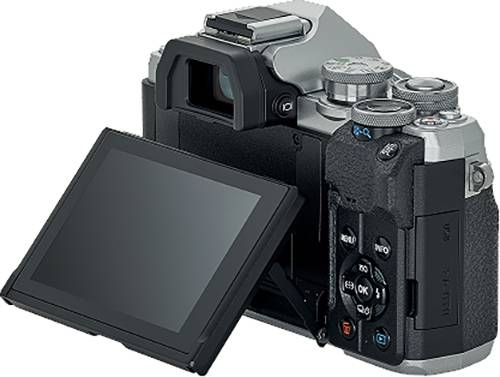 Olympus OM-D E-M10 Mark IV Digitalkamera 21.8 Megapixel Silber, Schwarz 4K-Video, Bildstabilisierung, Blitzschuh, Bluetooth, Dreh-/schwenkbares Disp