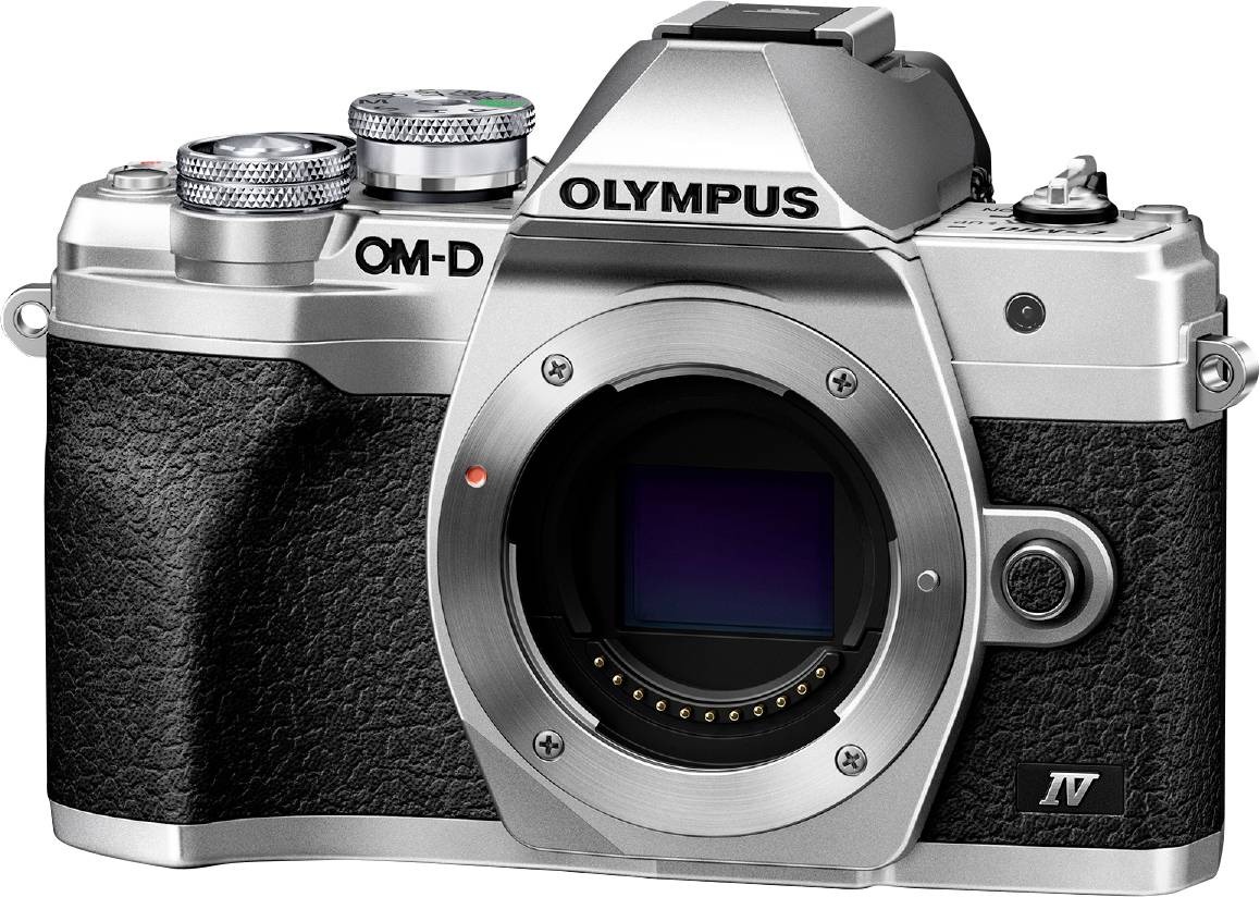 Olympus OM-D E-M10 Mark IV Digitalkamera 21.8 Megapixel Silber, Schwarz 4K-Video, Bildstabilisierung, Blitzschuh, Bluetooth, Dreh-/schwenkbares Disp
