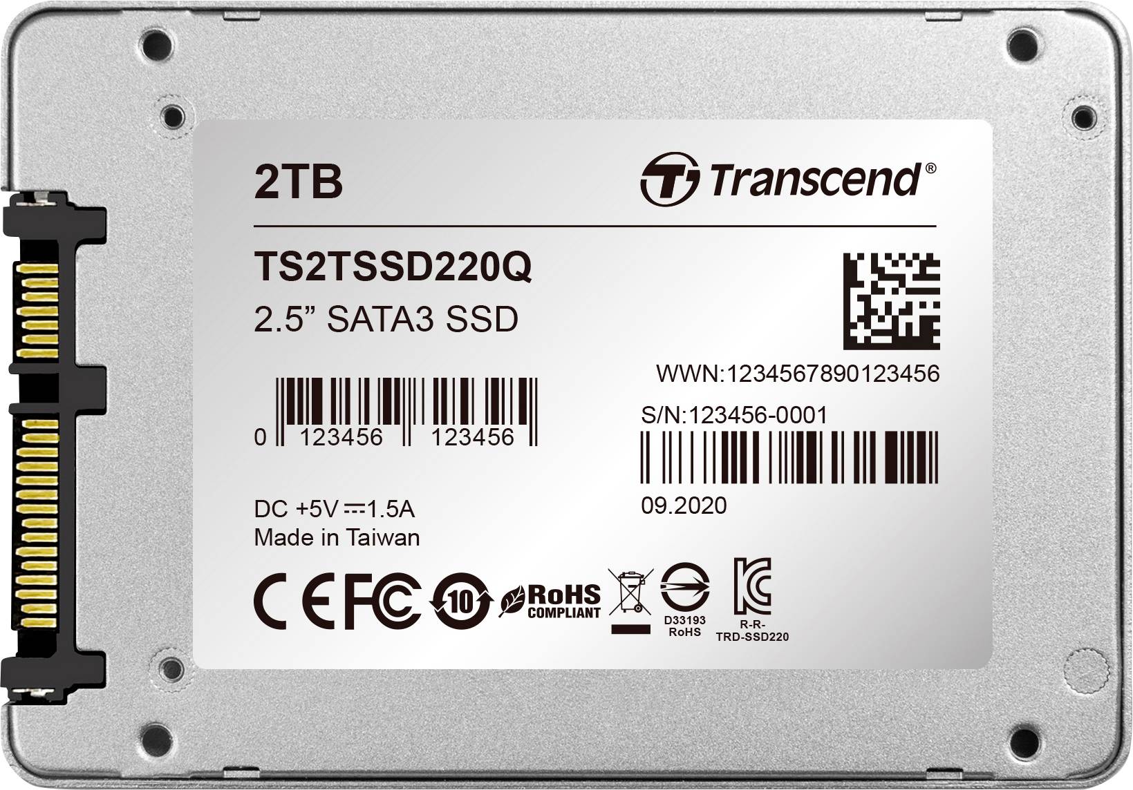 Transcend SSD220Q 2 TB Interne SATA SSD 6.35 cm (2.5 Zoll) SATA 6 Gb/s Retail TS2TSSD220Q