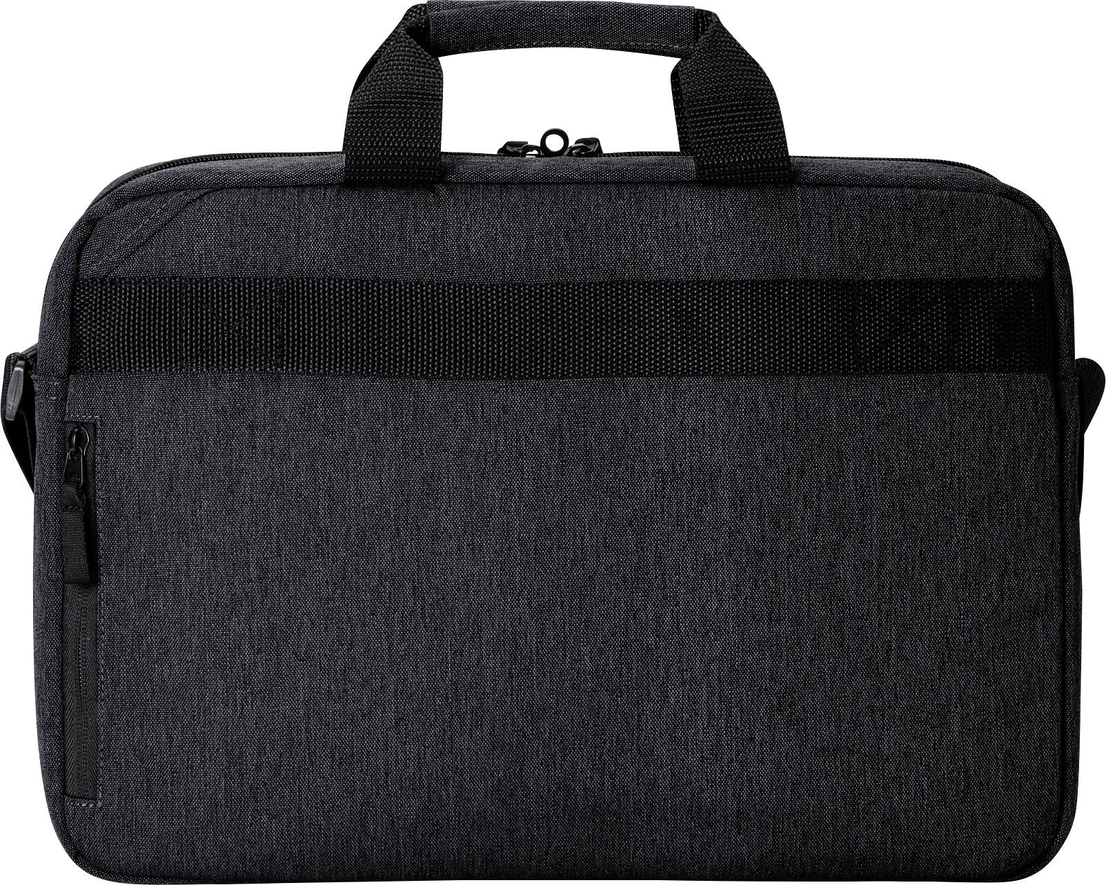 Eine schwarze Laptoptasche mit zwei Griffen und einem Reißverschluss oben. Sie hat ein minimalistisches Design ohne sichtbare Marken.