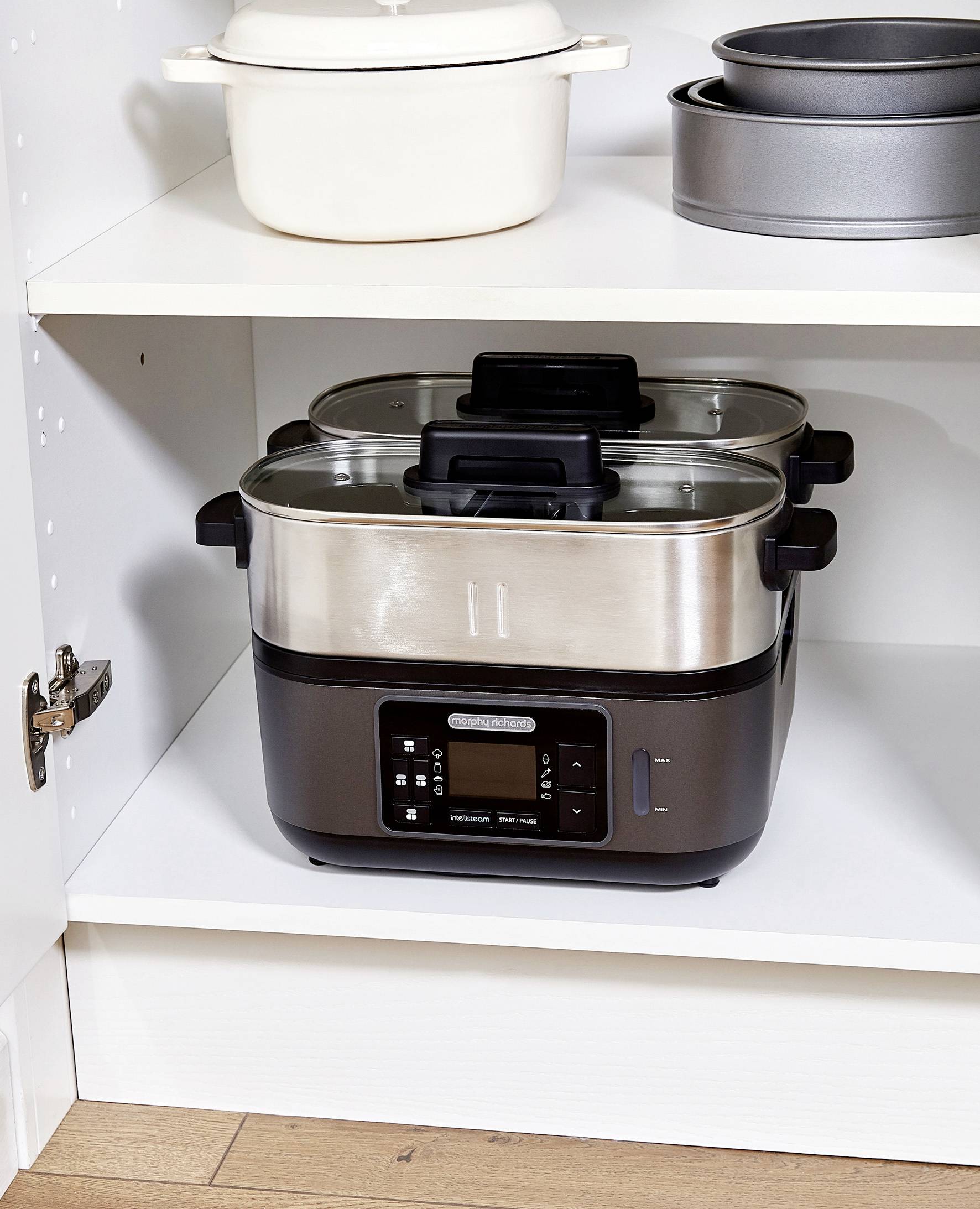 Morphy Richards IntelliSteam Dampfgarer Edelstahl, Schwarz