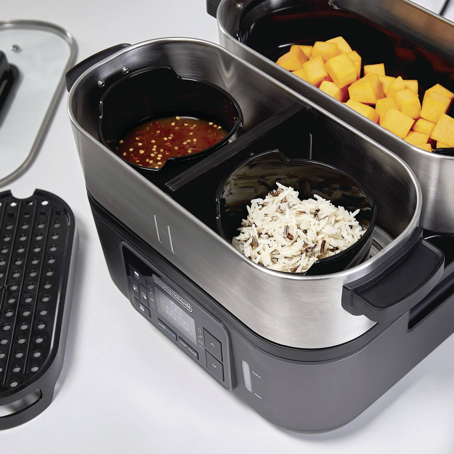 Morphy Richards IntelliSteam Dampfgarer Edelstahl, Schwarz