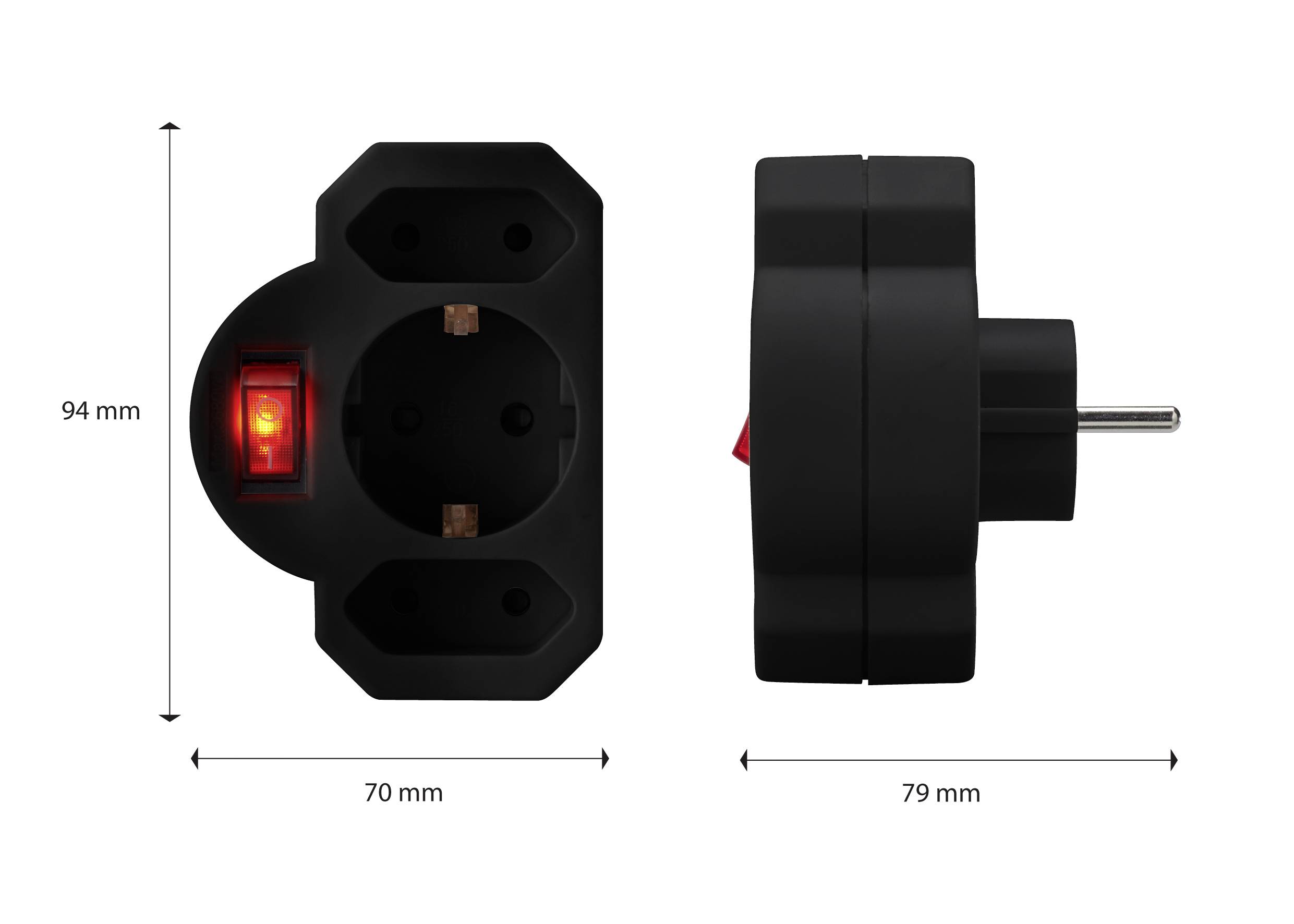 Sygonix SY-4673746 Steckdosen-Verteiler Schwarz