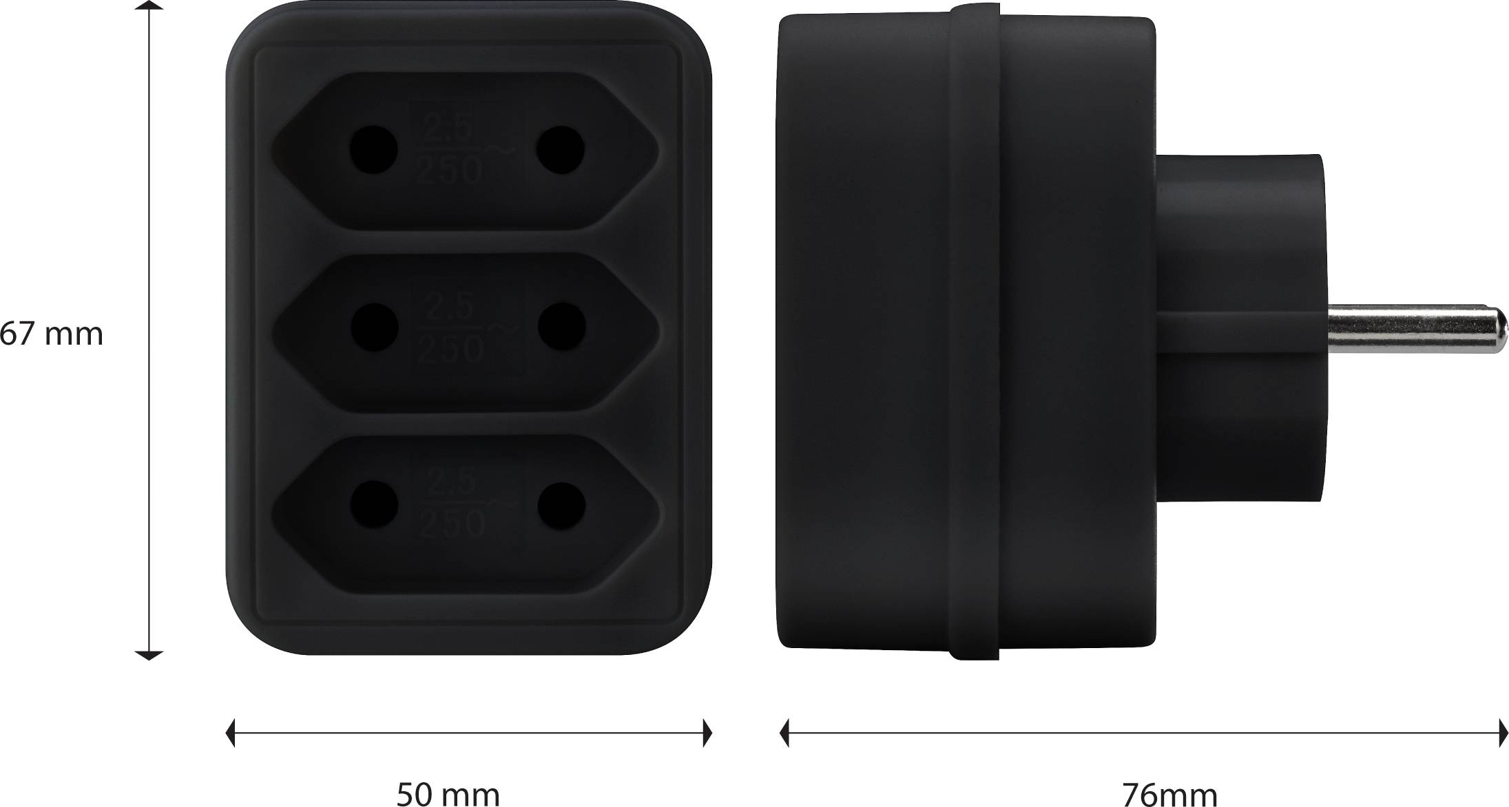 Sygonix SY-4673754 Steckdosen-Verteiler Schwarz