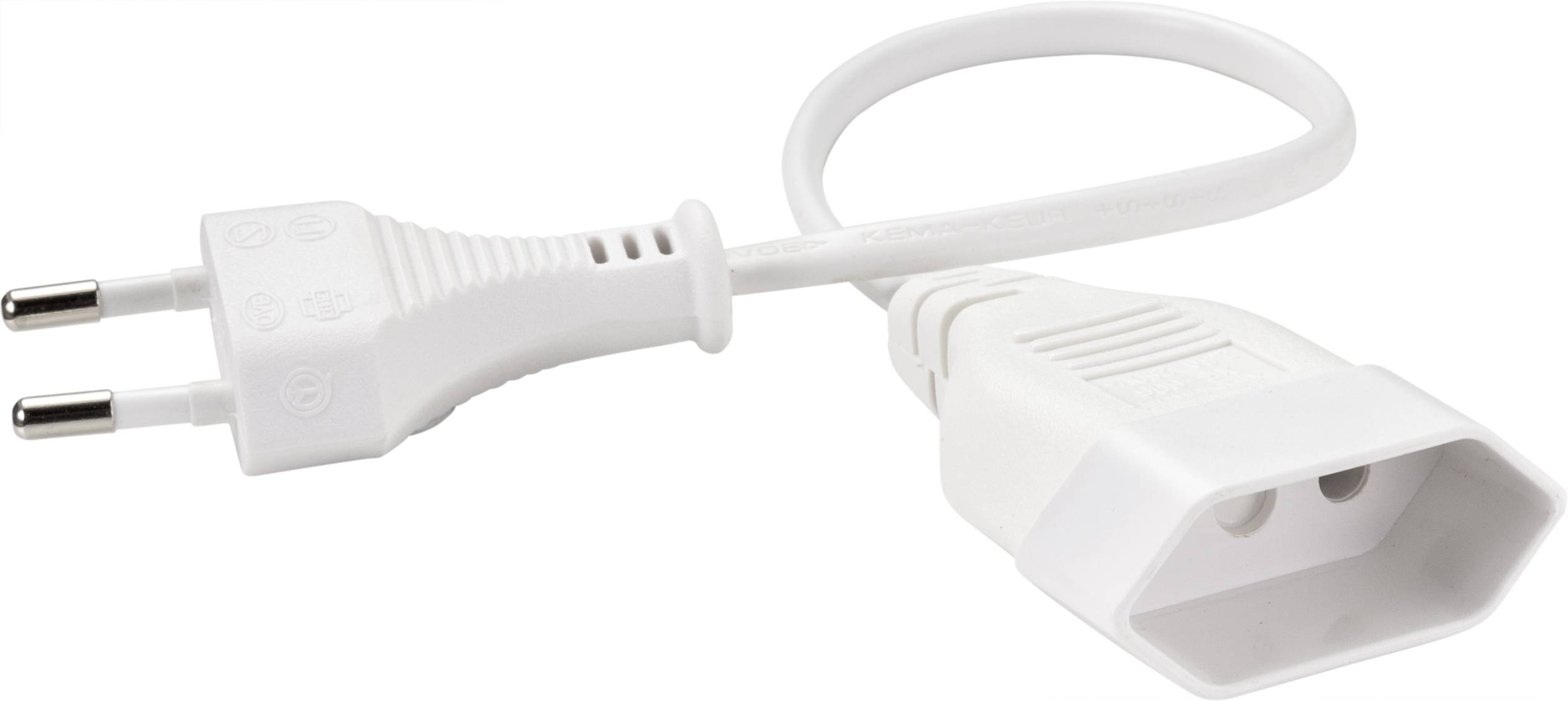 Sygonix SY-5044232 Strom Verlängerungskabel Weiß 0.20m H03VVH2-F 2X 0,75mm²