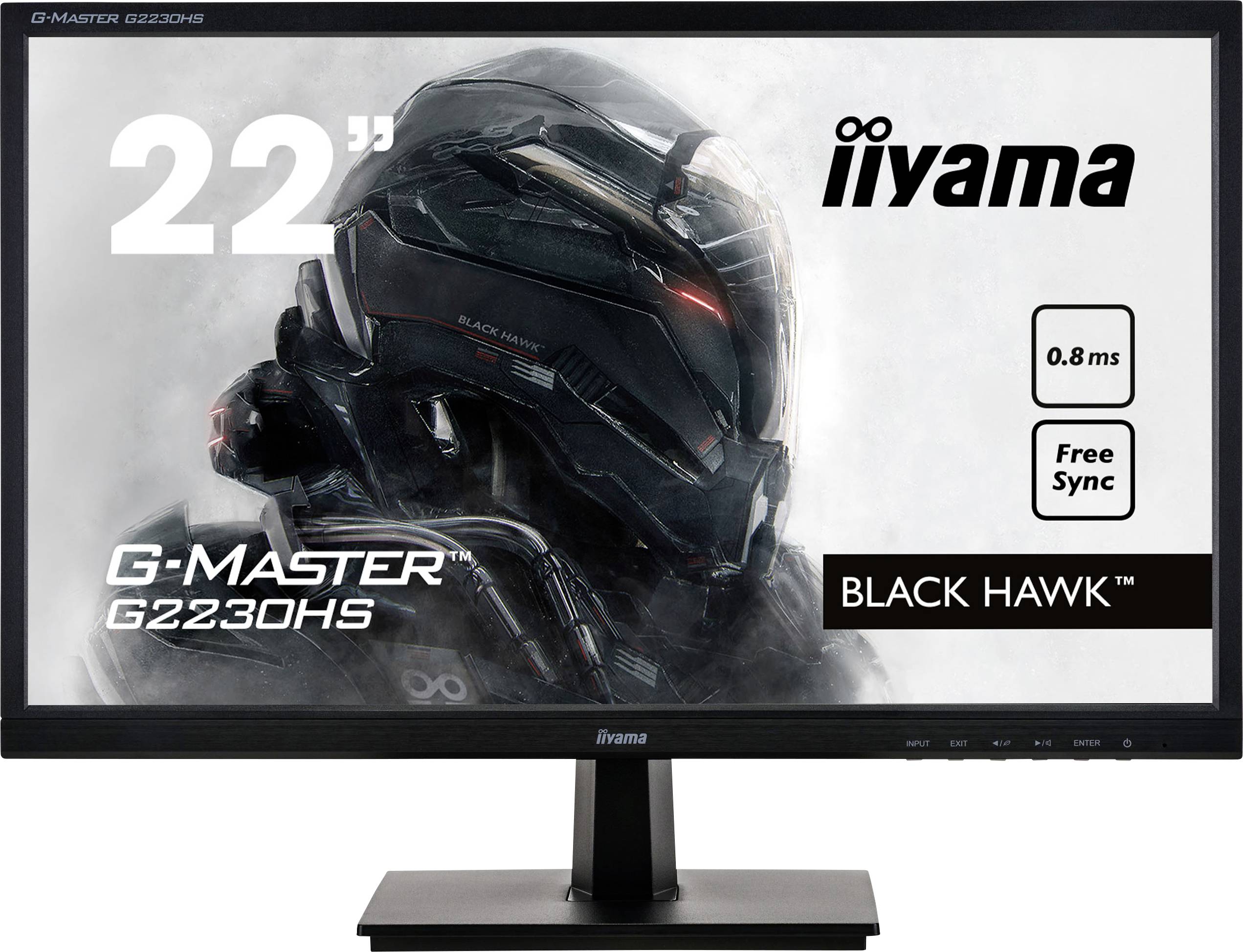 Iiyama G2230HS-B1 LCD-Monitor EEK D (A - G) 55.9 cm (22 Zoll) 1920 x 1080 Pixel 16:9 0.8 ms TN LCD