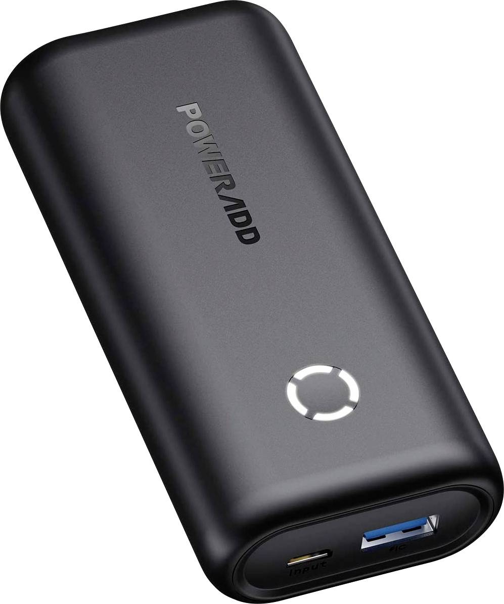 Poweradd EnergyCell Mini Powerbank 10000 mAh Fast Charge Li-Ion Schwarz Statusanzeige