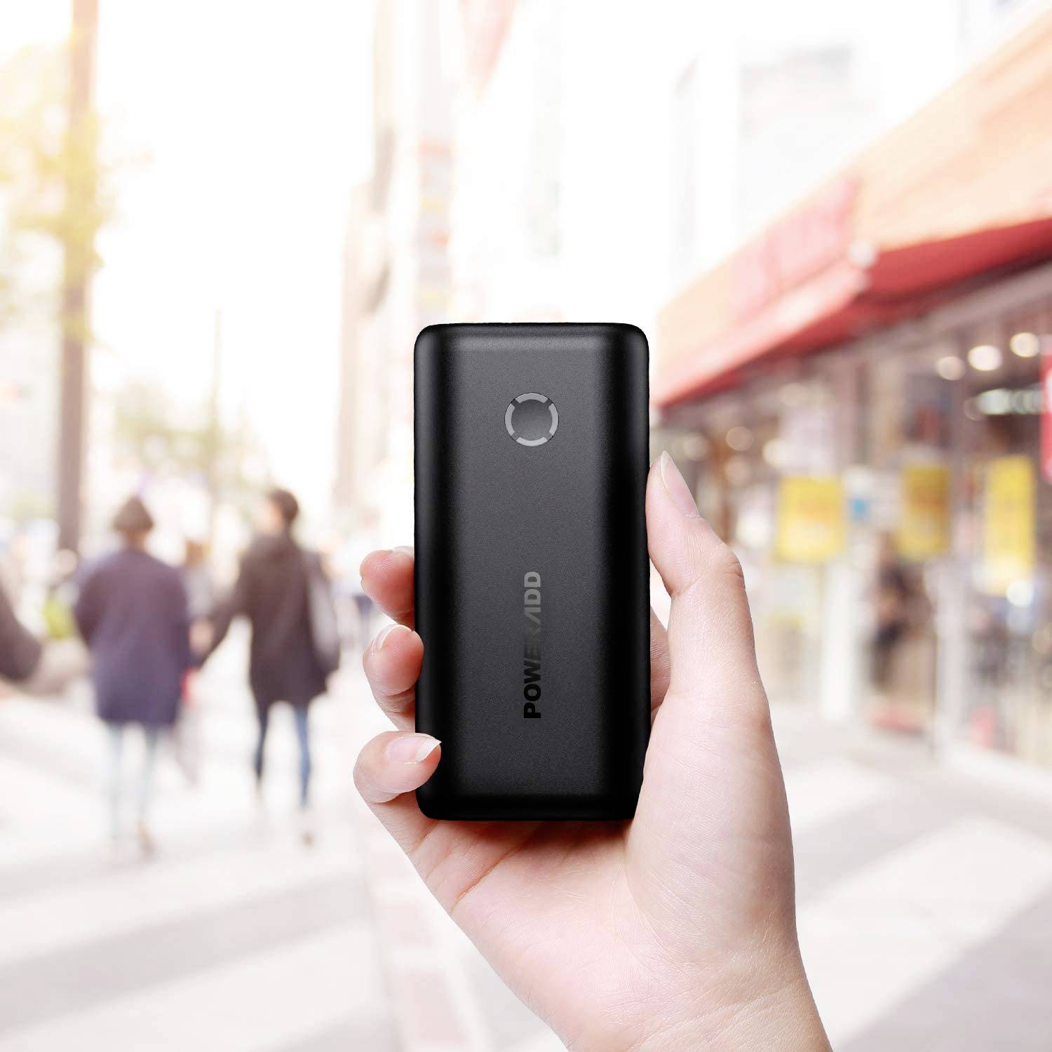 Poweradd EnergyCell Mini Powerbank 10000 mAh Fast Charge Li-Ion Schwarz Statusanzeige