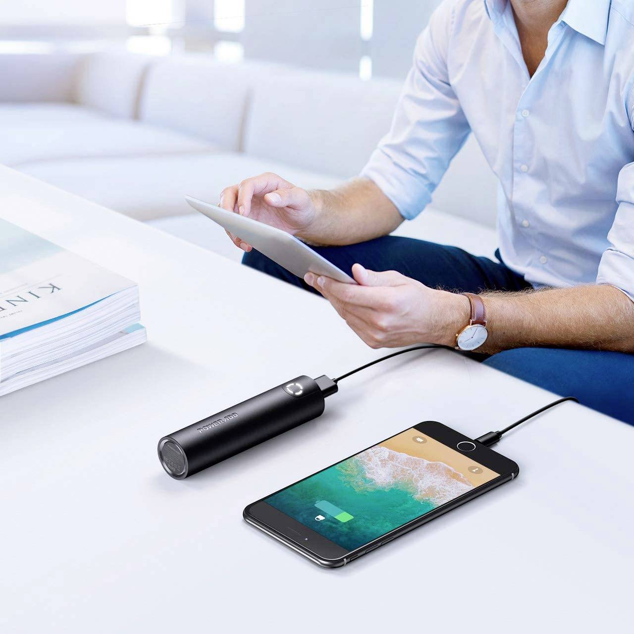 Poweradd EnergyCell Mini Powerbank 5000 mAh Fast Charge Li-Ion Schwarz Statusanzeige