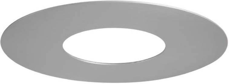 Ein runder, silberner Abdeckring mit zentraler Öffnung, typischerweise für Deckenmontage von Beleuchtungskörpern verwendet.