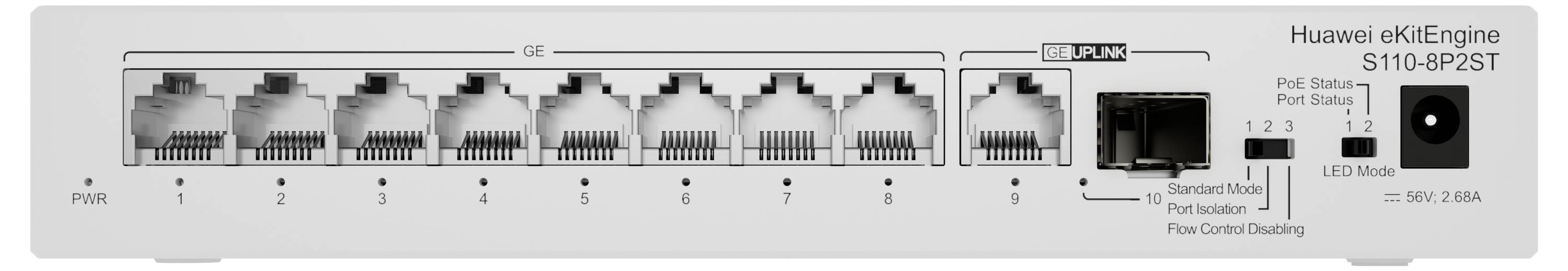 Huawei eKitEngine S110 Series S110-8P2ST - Switch - 1 x Gigabit SFP + 8 x 10/100