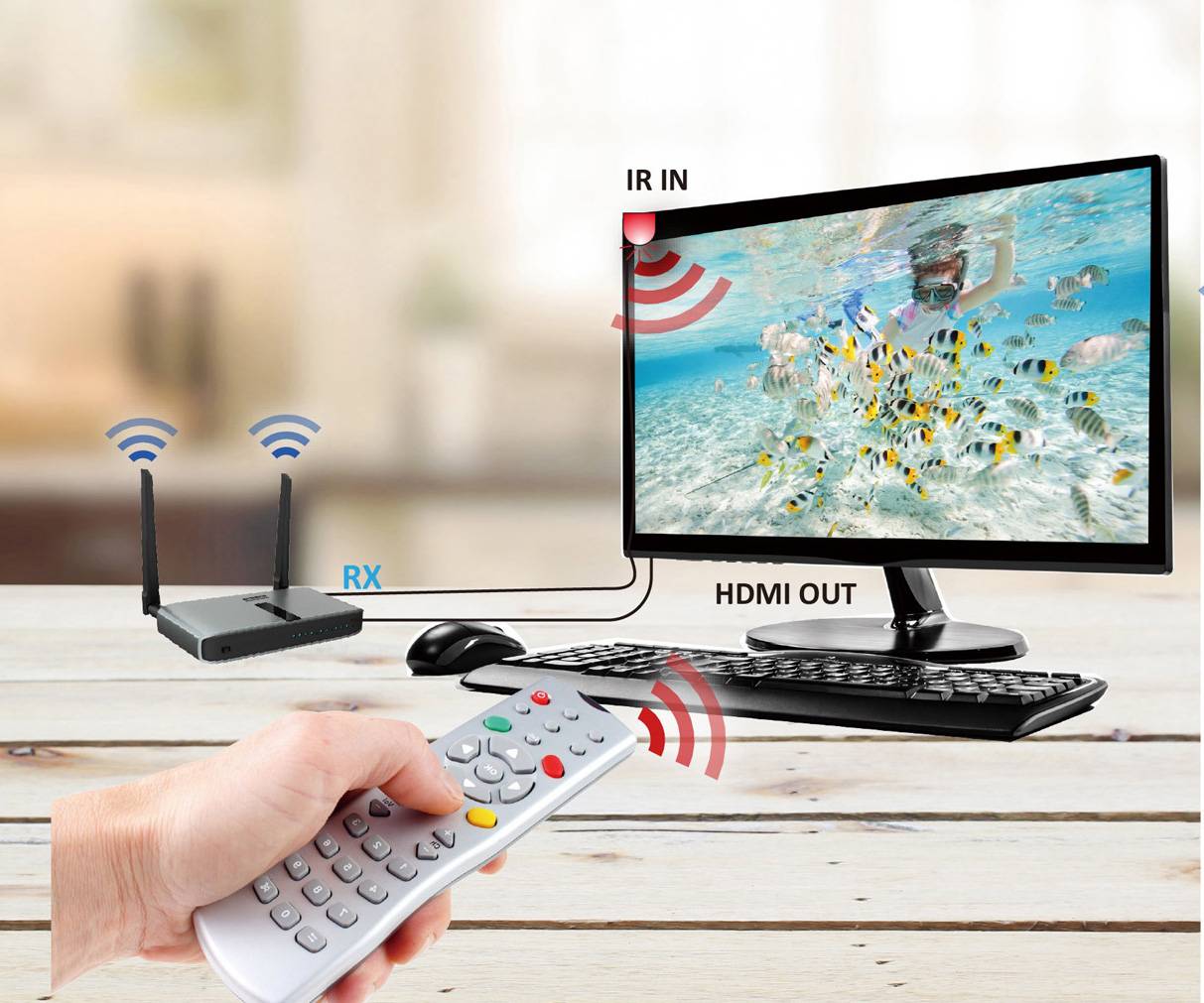 SpeaKa Professional SP-HWR-600 HDMI-Funkübertragung (Empfänger) 150m 5GHz 1920 x 1080 Pixel Sichere Funkübertragung