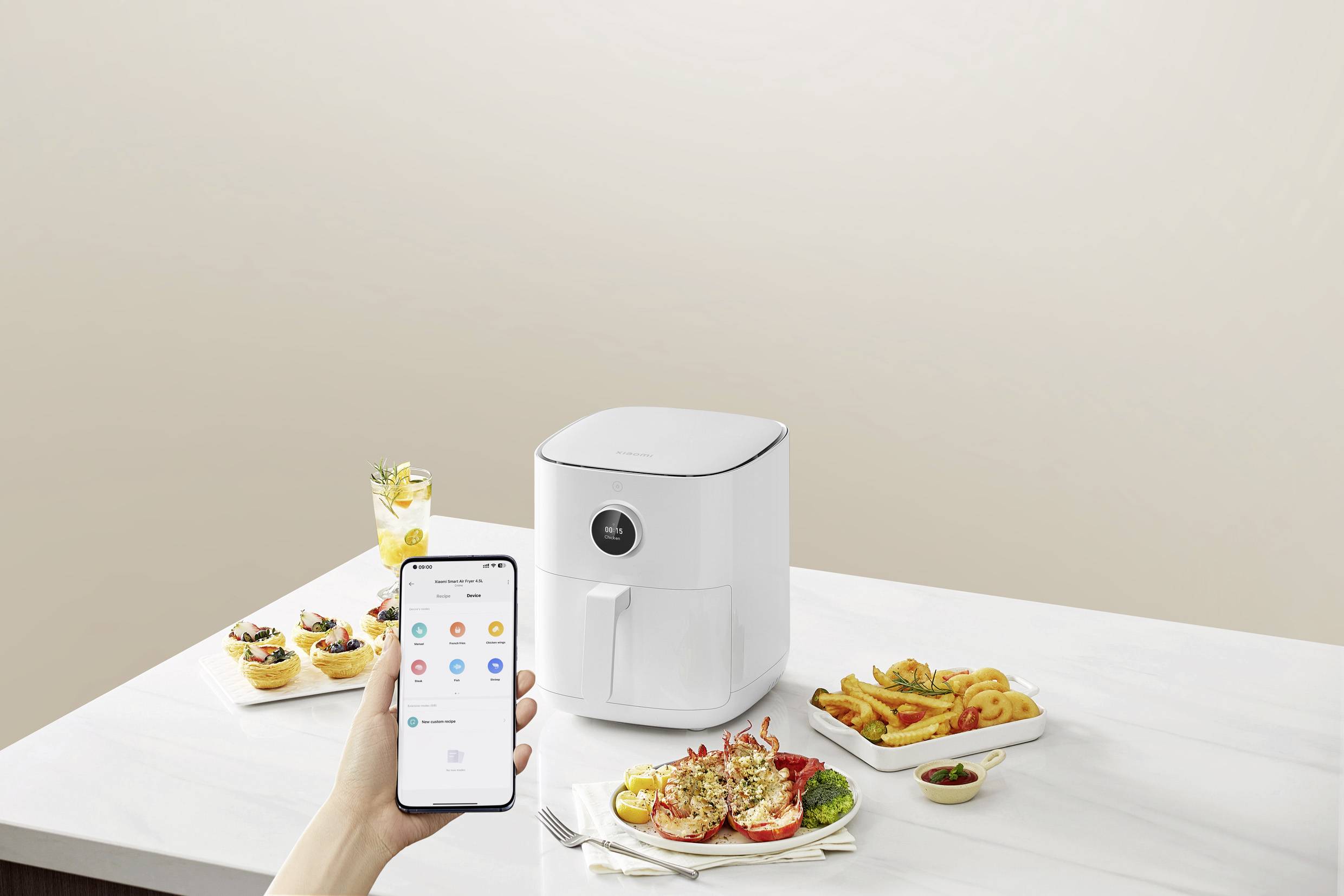 Xiaomi MAF14 Heißluft-Fritteuse 4.5 l 1500 W App steuerbar, Timerfunktion, mit manueller Temperatureinstellung, mit Display Weiß