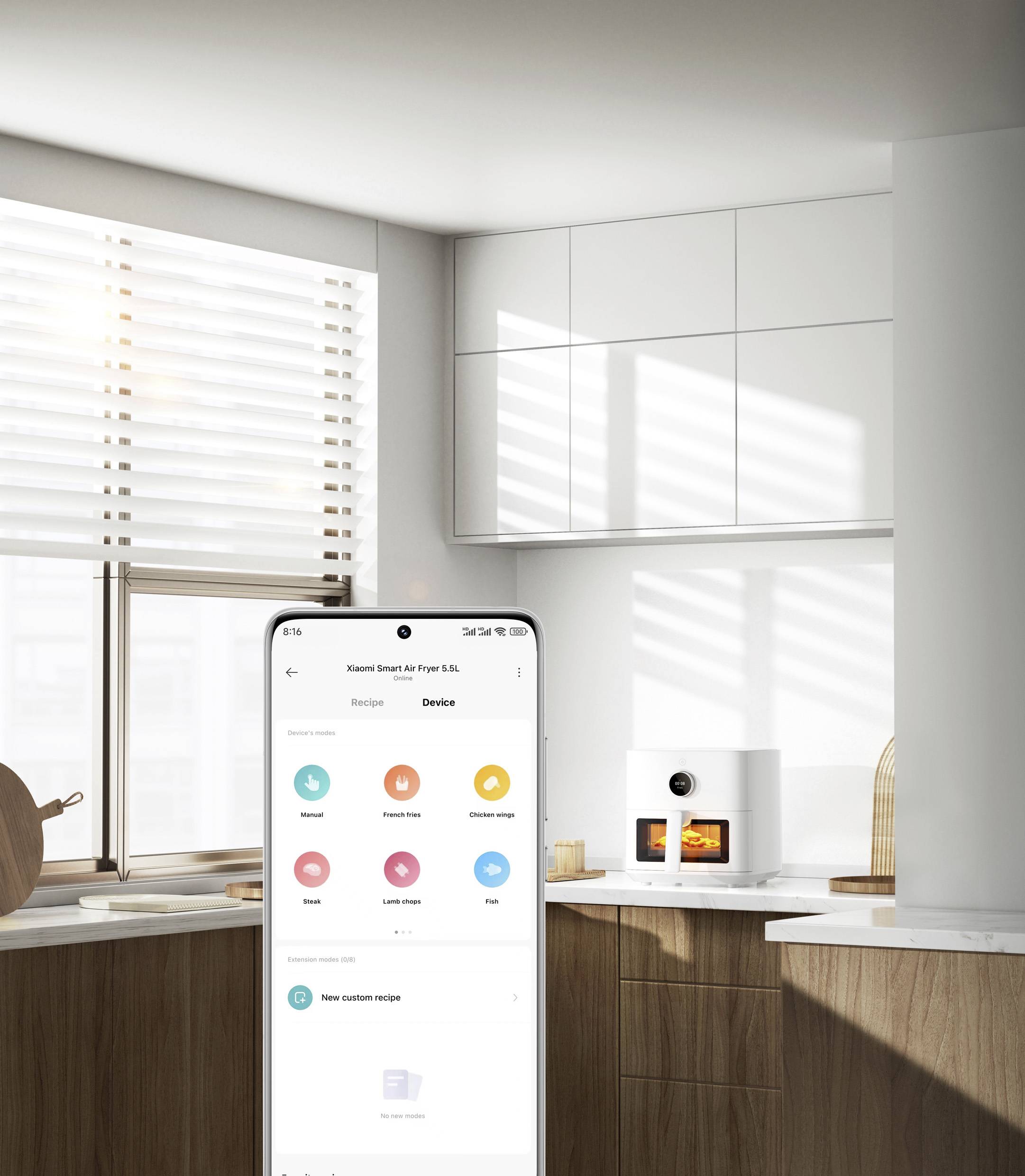 Xiaomi MAF15 Heißluft-Fritteuse 5.5 l 1600 W App steuerbar, Antihaftbeschichtung, Timerfunktion, mit Display Weiß