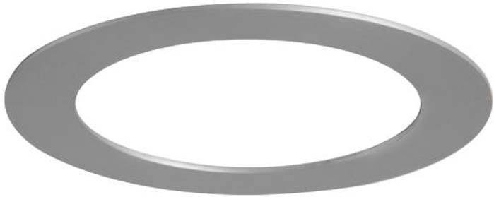 Ein silberner, flacher Metallring mit kreisförmiger Öffnung in der Mitte, ähnlich einem Dichtungsring.