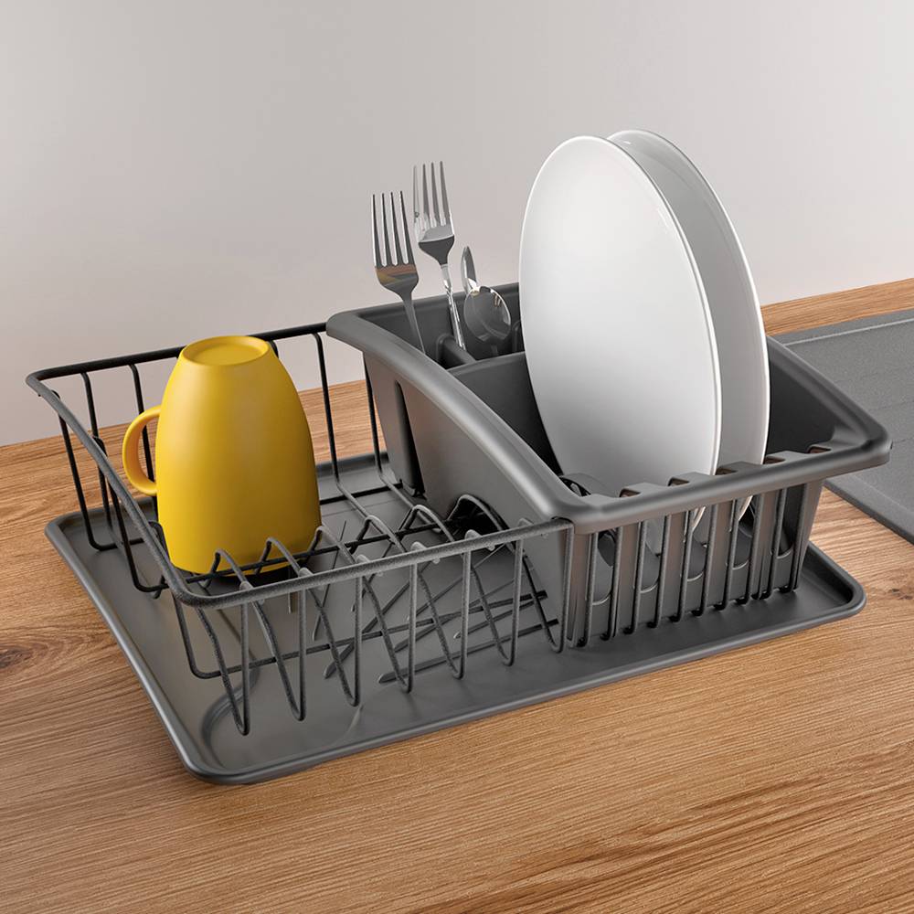 Metaltex 325526000 Aquatex Plus Lava Spülkorb mit Schale und Bestecksammler 35 x 32 x 12 cm