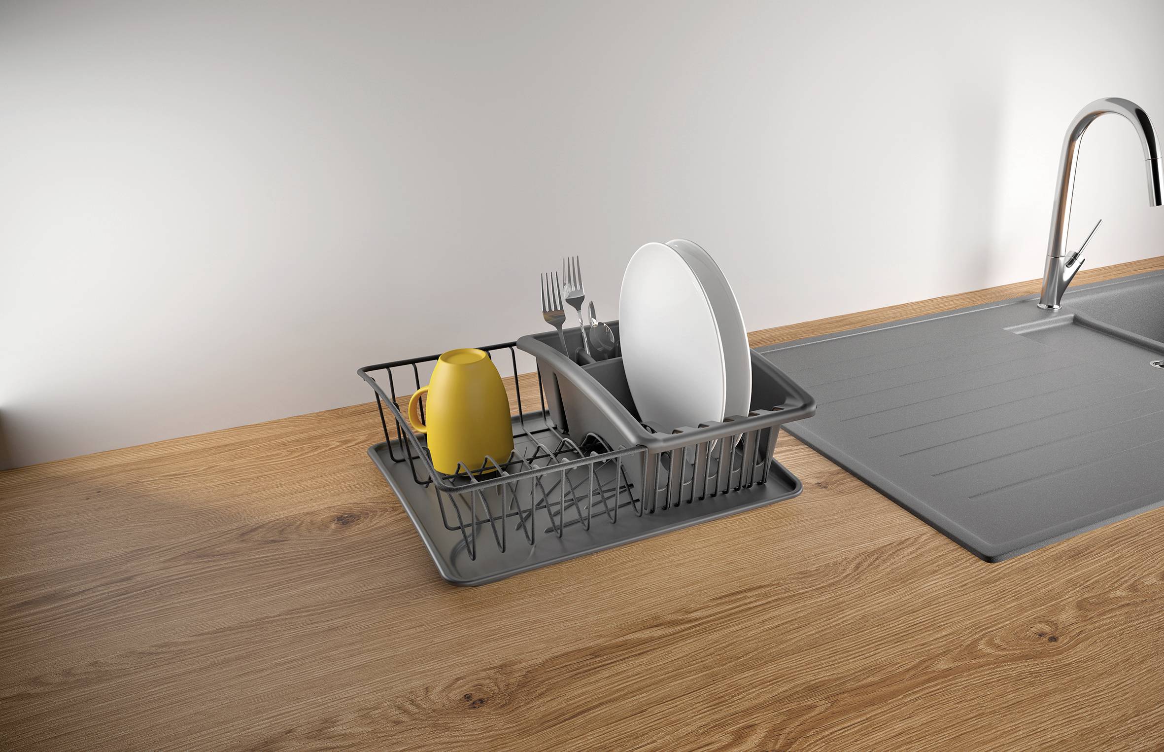 Metaltex 325526000 Aquatex Plus Lava Spülkorb mit Schale und Bestecksammler 35 x 32 x 12 cm