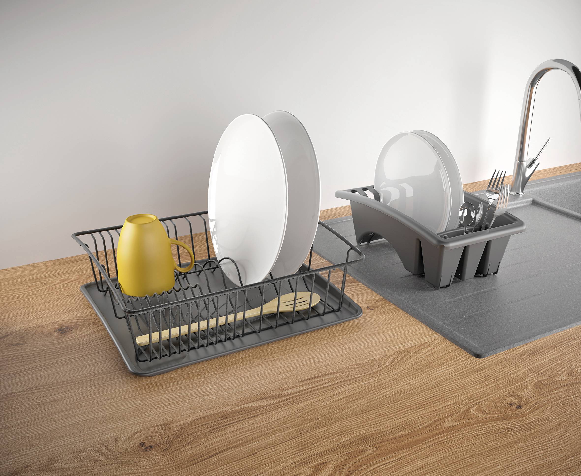 Metaltex 325526000 Aquatex Plus Lava Spülkorb mit Schale und Bestecksammler 35 x 32 x 12 cm