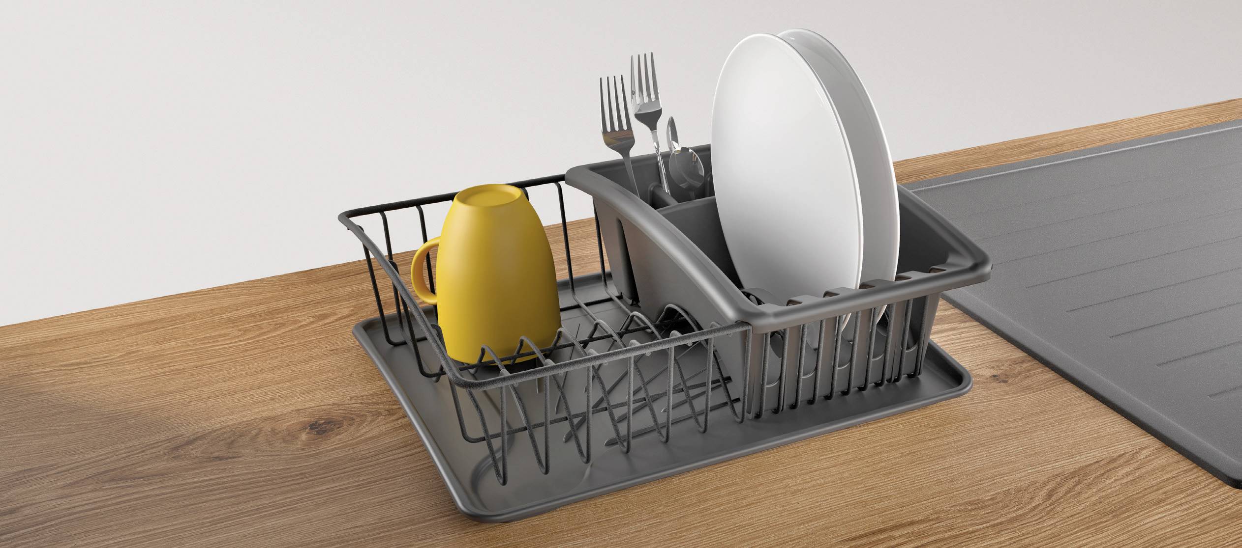 Metaltex 325526000 Aquatex Plus Lava Spülkorb mit Schale und Bestecksammler 35 x 32 x 12 cm