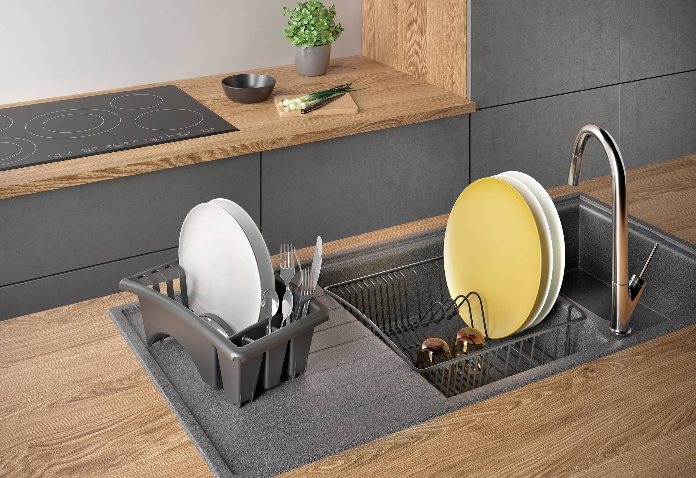 Metaltex 325526000 Aquatex Plus Lava Spülkorb mit Schale und Bestecksammler 35 x 32 x 12 cm