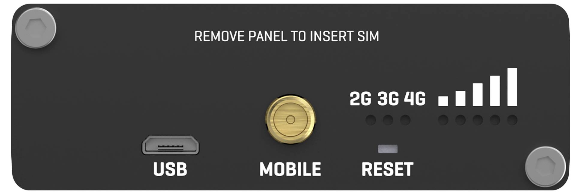 Bedienfeld mit Bezeichnung „PANEL ENTFERNEN ZUM EINSETZEN DER SIM