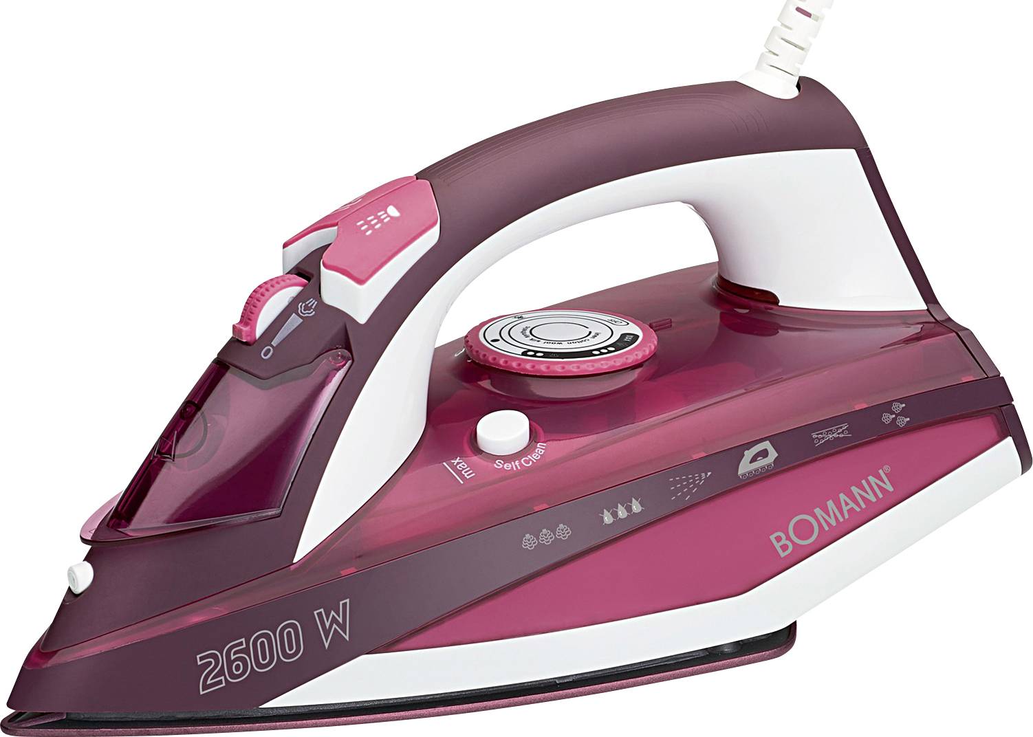 Bomann DB6005CB Dampfbügeleisen Weiß-Rot 2600 W