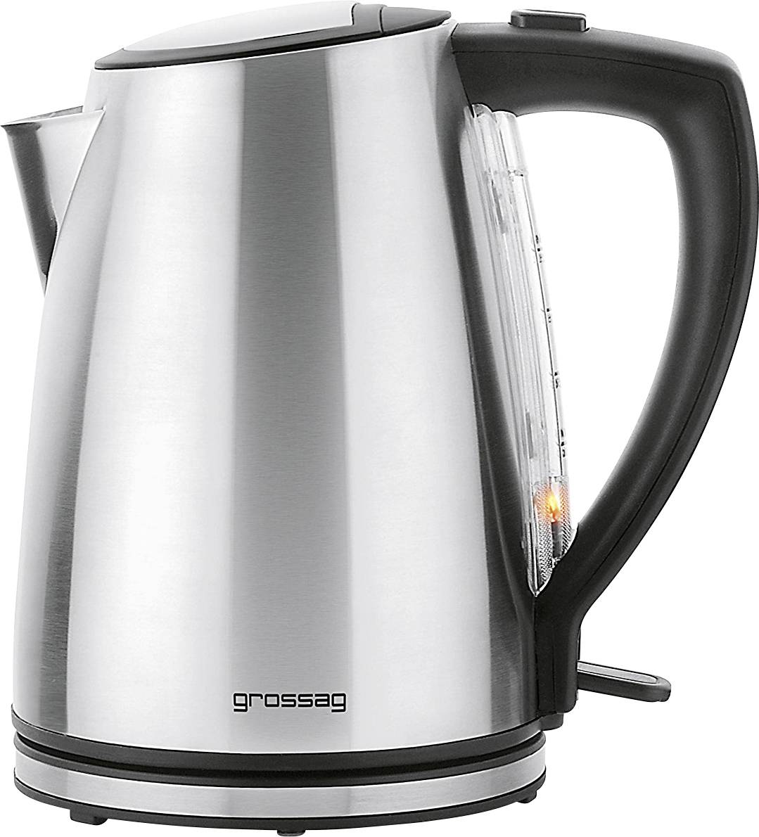 Grossag WK 45 Wasserkocher Edelstahl, Schwarz Fassungsvermögen: 1.2 l