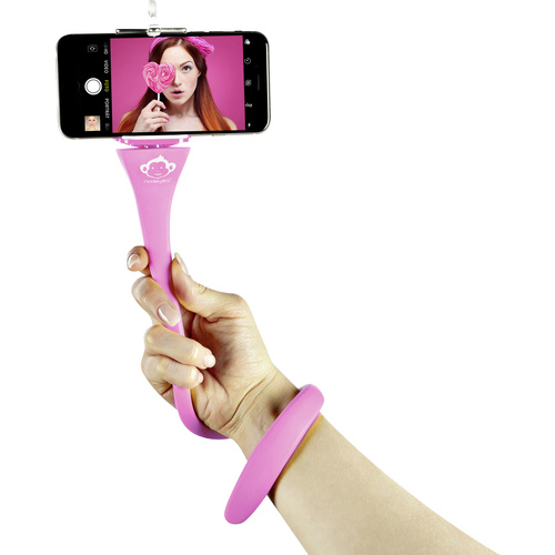 Monkeystick SELMONKEYP Selfie Stick Pink Bluetooth, inkl. Smartphonehalter