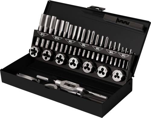 TOOLCRAFT TO-7015521 Gewindeschneidsatz 32teilig Stahl M3 x 0.50, M4 x 0.70, M5 x 0.80, M6 x 1, M8