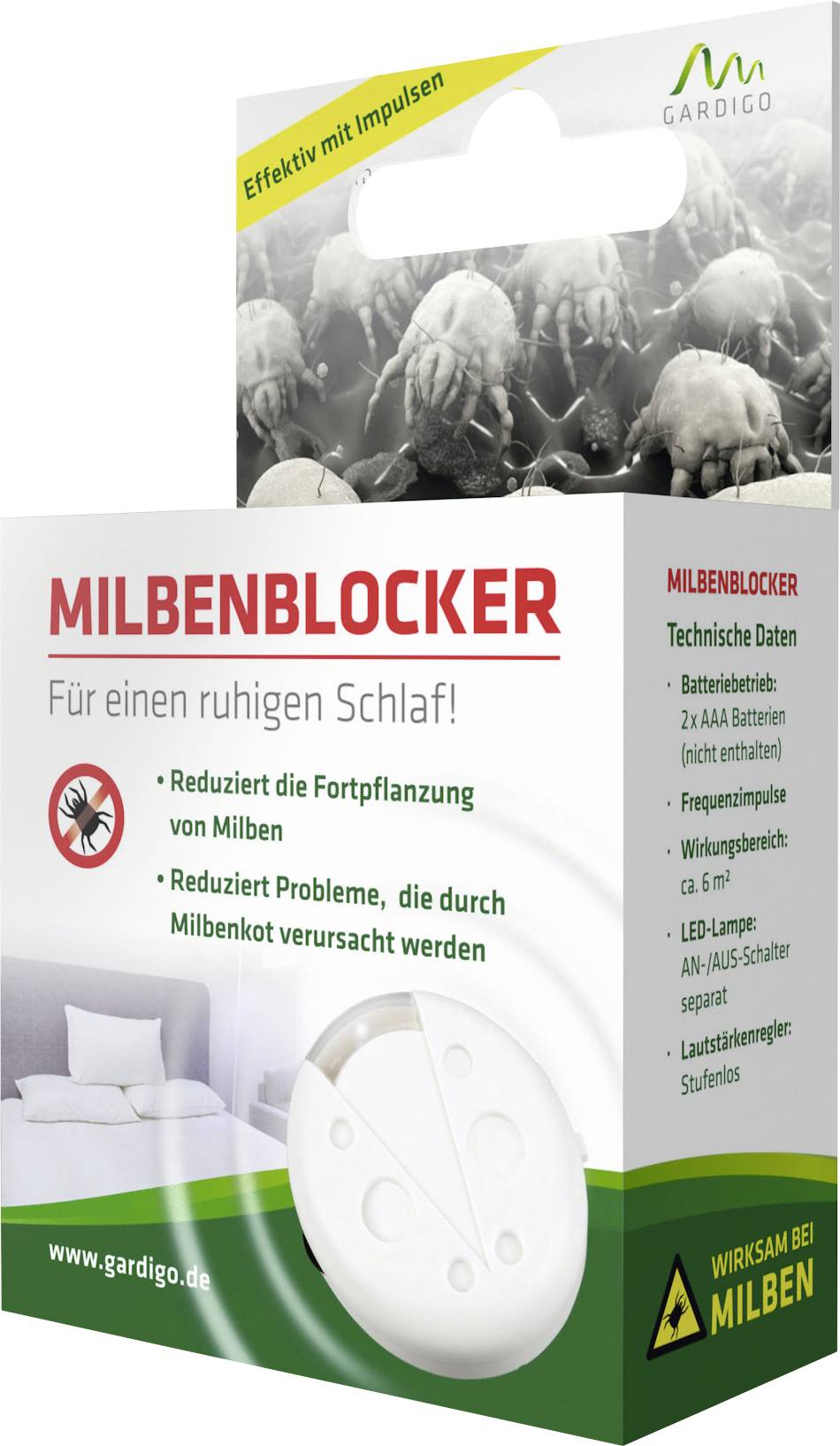 Gardigo Milbenblocker 70490 Milbenabwehr Ultraschall (B x T) 65mm x 70mm 1St.