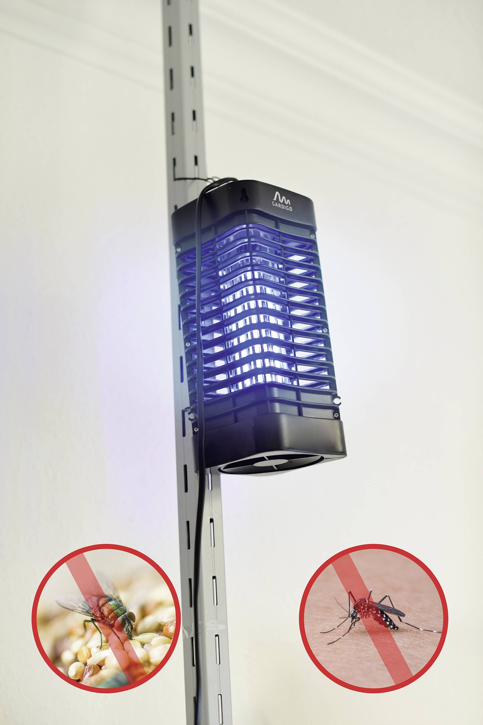 Gardigo 62303 UV-Insektenfänger UV-Licht, Stromgitter (B x H x T) 100 x 255 x 100mm Schwarz 1St.