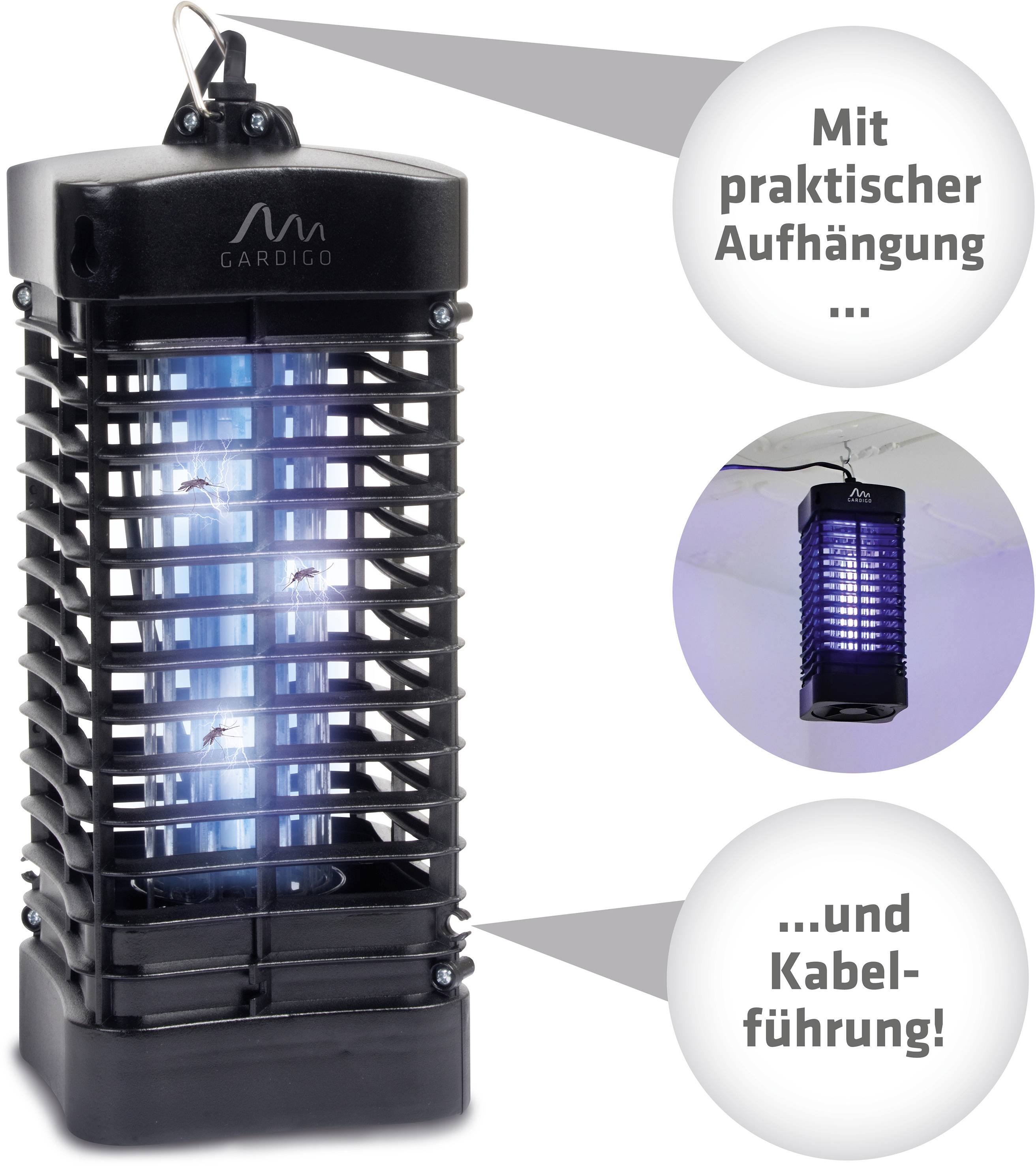 Gardigo 62303 UV-Insektenfänger UV-Licht, Stromgitter (B x H x T) 100 x 255 x 100mm Schwarz 1St.