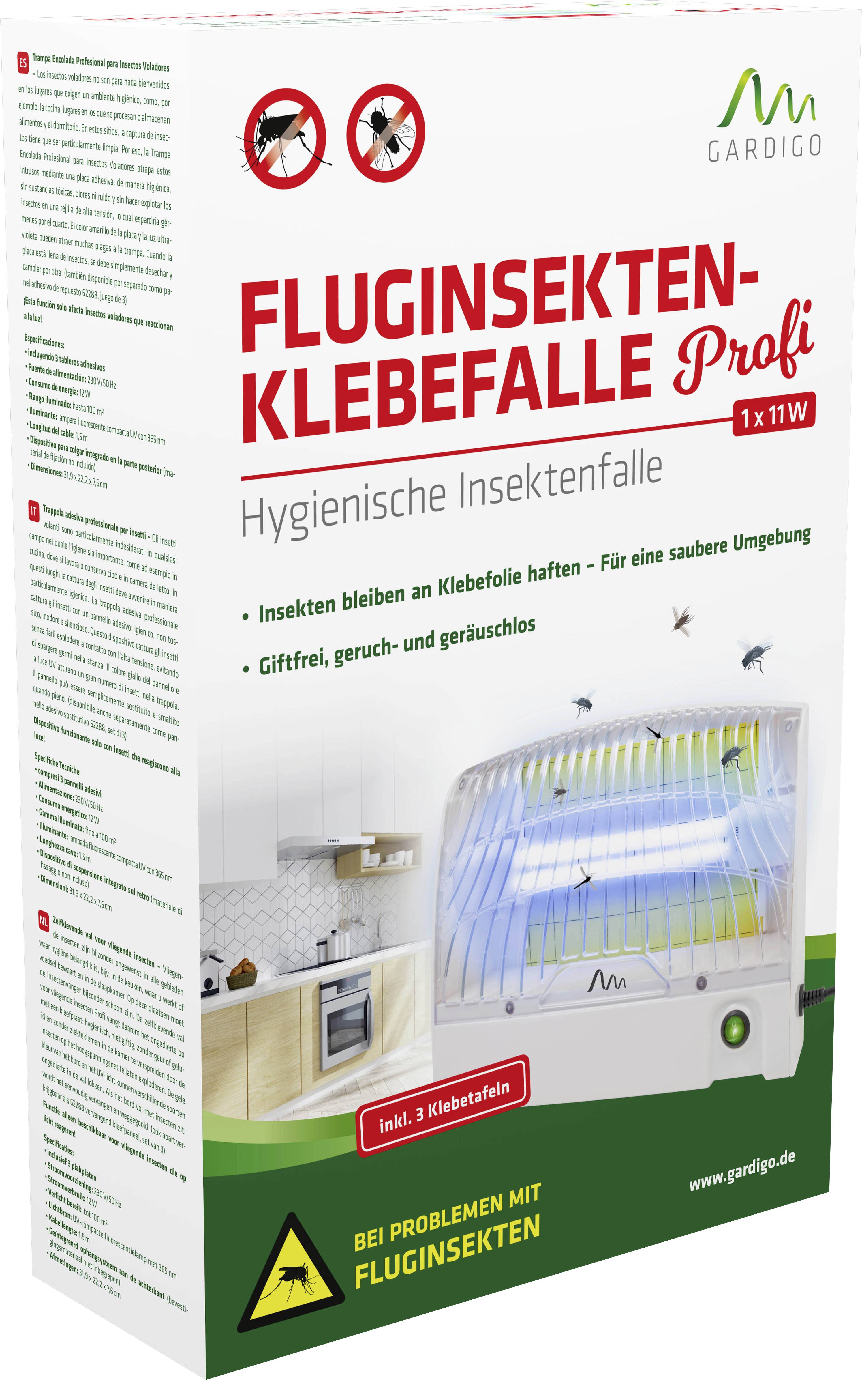 Gardigo Profi 62406 UV-Licht, Stromgitter UV-Klebefalle (B x H x T) 305 x 220 x 75mm Weiß 1St.