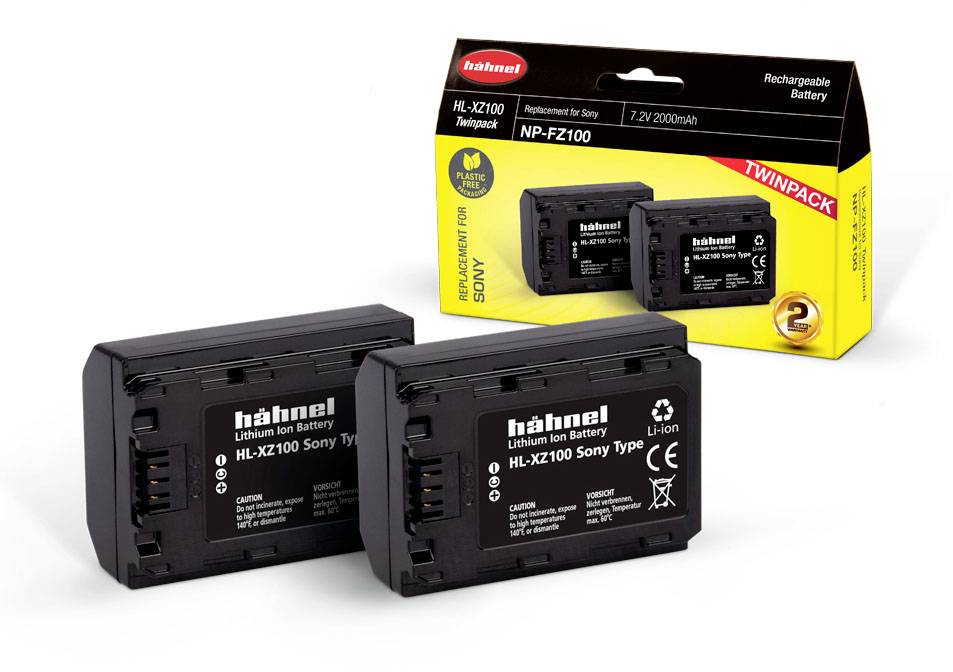 Hähnel Fototechnik HL-XZ100, 2er Kamera-Akku ersetzt Original-Akku (Kamera) NP-FZ100 7.2V 2000 mAh