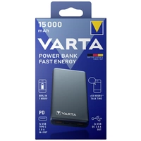 Varta Power Bank Fast Energy 15000 Powerbank 15000 mAh Quick Charge 3.0 LiPo USB-C® Grau Varta Power Bank Fast Energy 15000 Powerbank 15000 mAh Quick Charge 3.0 LiPo USB-C® Grau