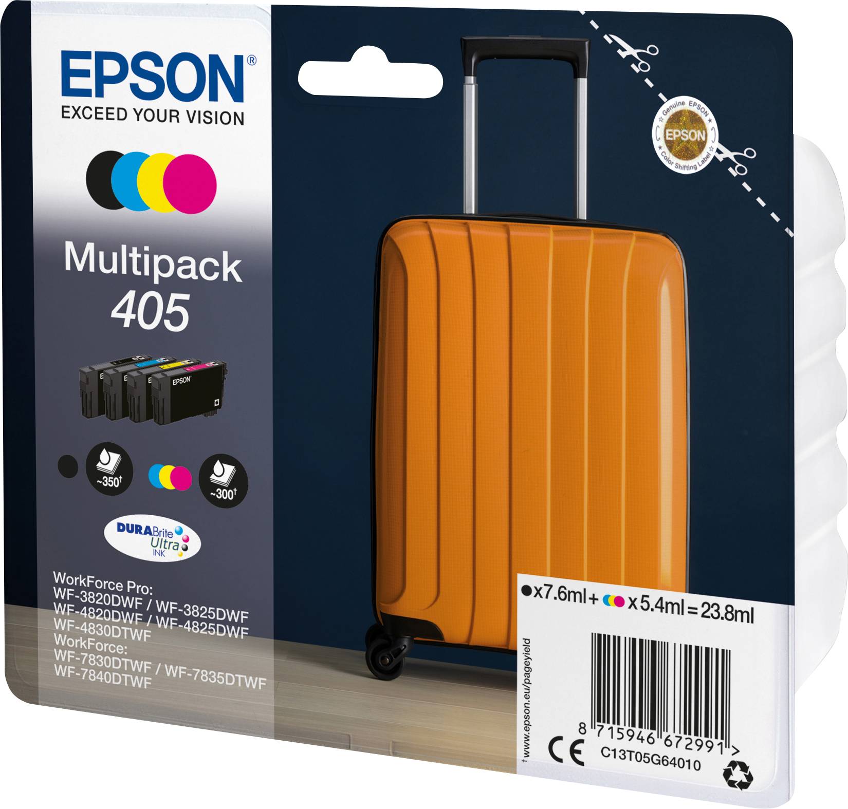 Epson Druckerpatrone T05G6, 405 Original Kombi-Pack Schwarz, Gelb, Cyan, Magenta C13T05G64010